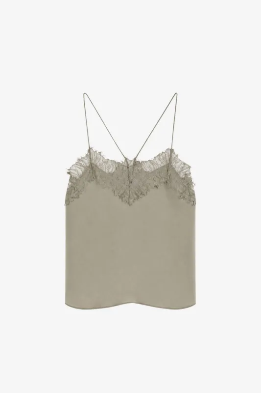 Newin Silk Camisole Shadow Olive Green made by IRO