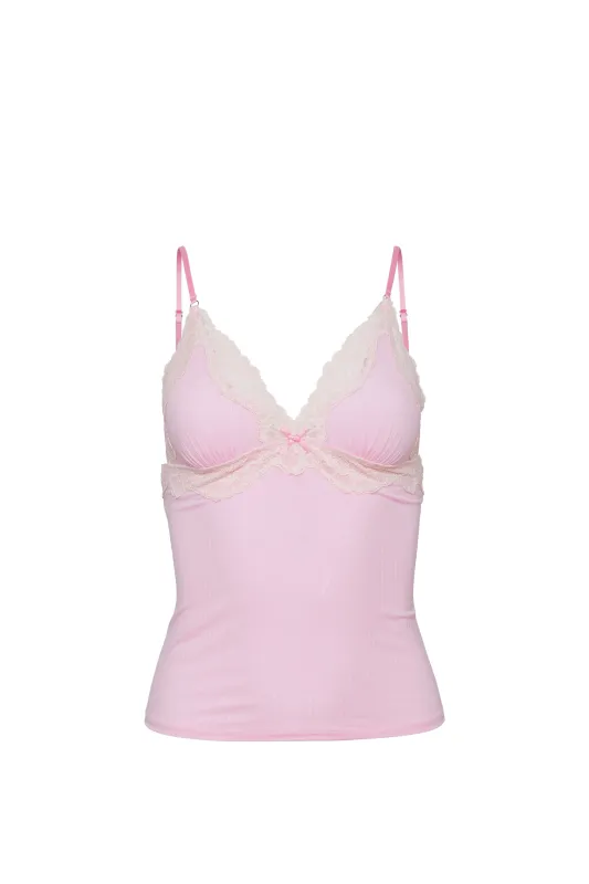 Butter Rib Cami Bubblegum made by Fleur du Mal
