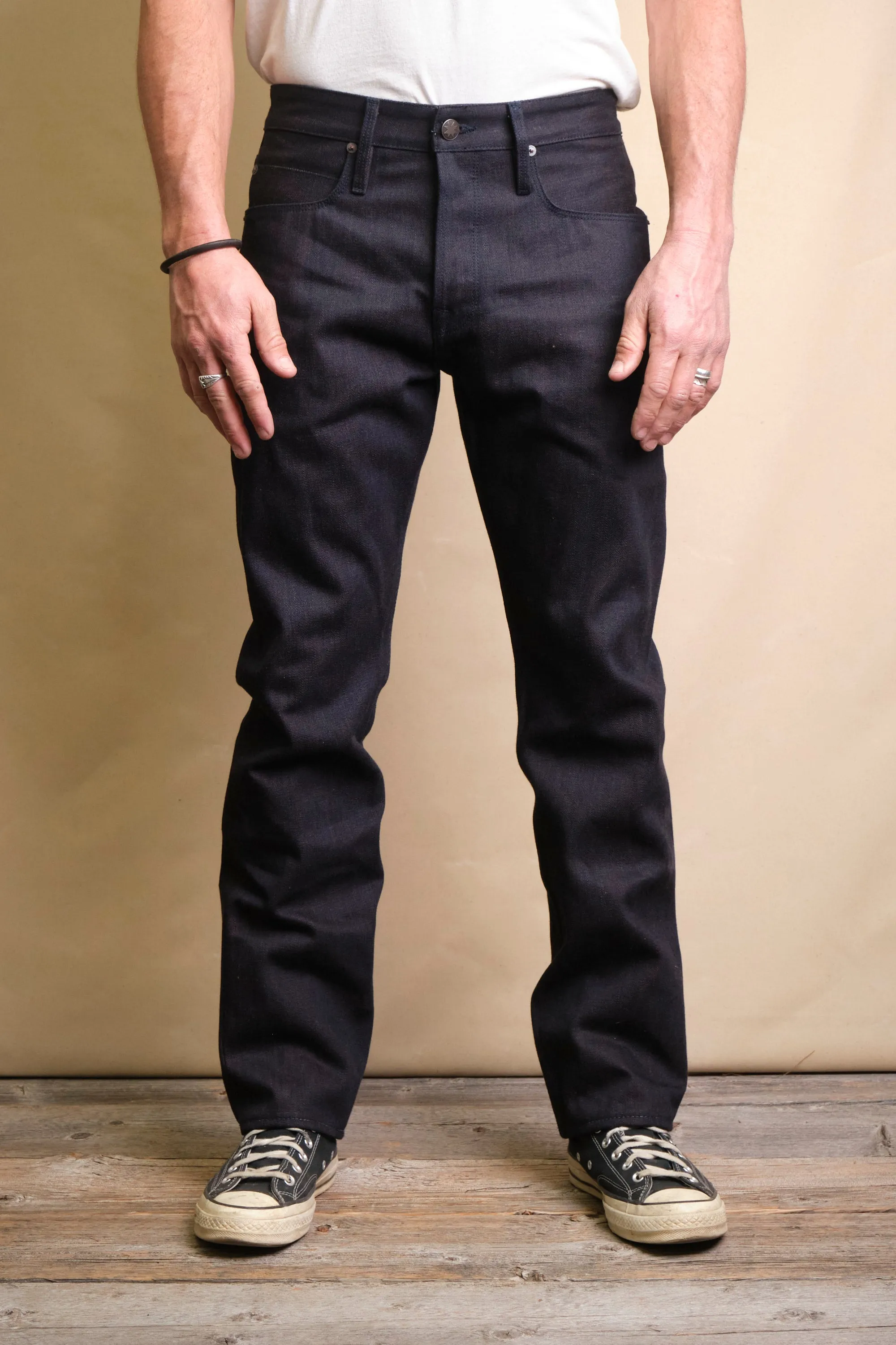 Trabuco Classic Straight 16 Ounce Indigo Brown Denim sold by Freenote Cloth