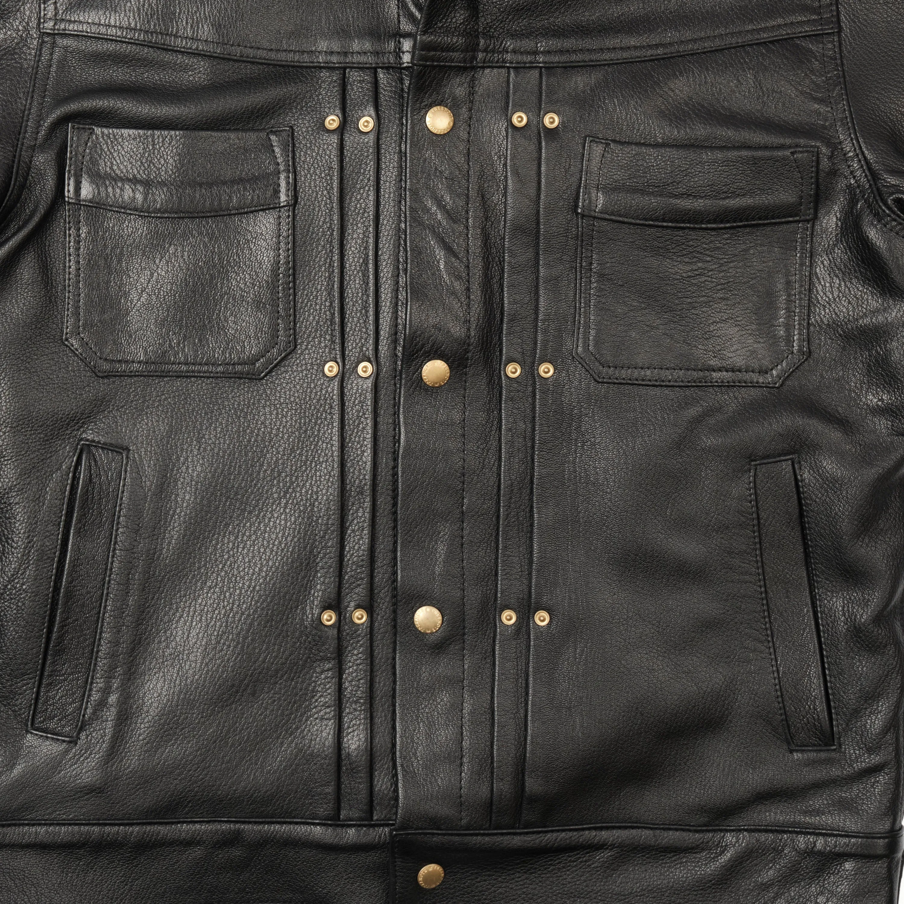 Riders Jacket Black Goatskin Leather sold by Freenote Cloth product image thumbnail 5