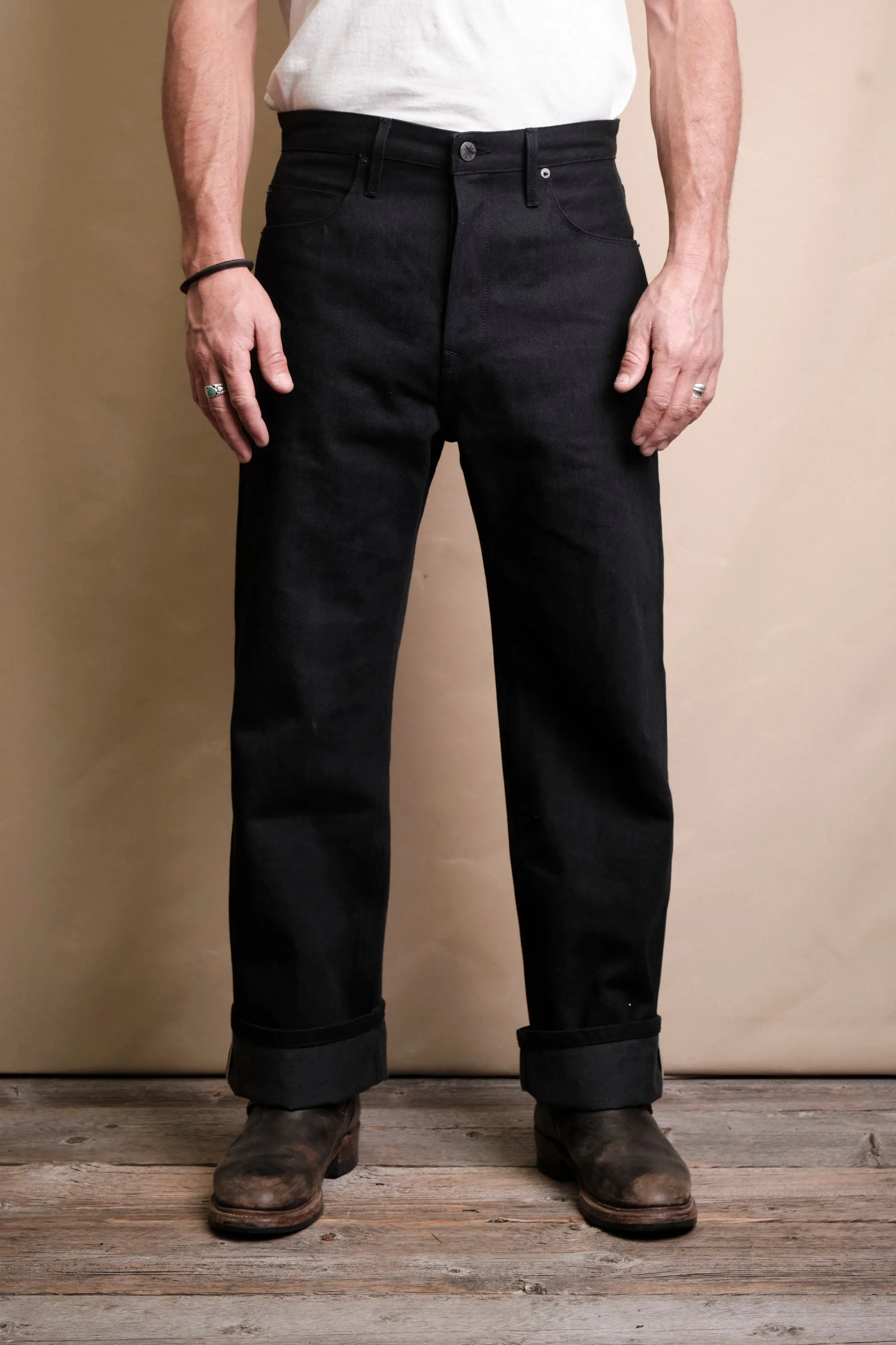 Modesto 14.25 Ounce Black Grey Denim sold by Freenote Cloth