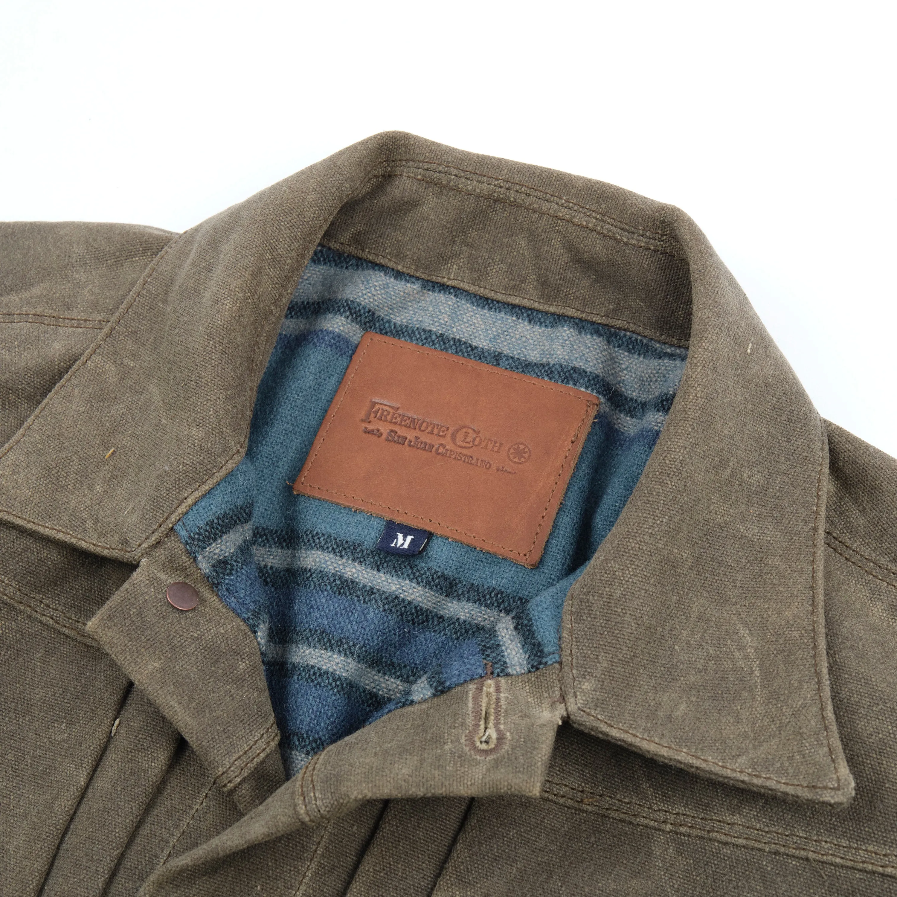 Riders Jacket Heavy Waxed Canvas Tobacco Blue Wool sold by Freenote Cloth product image thumbnail 3