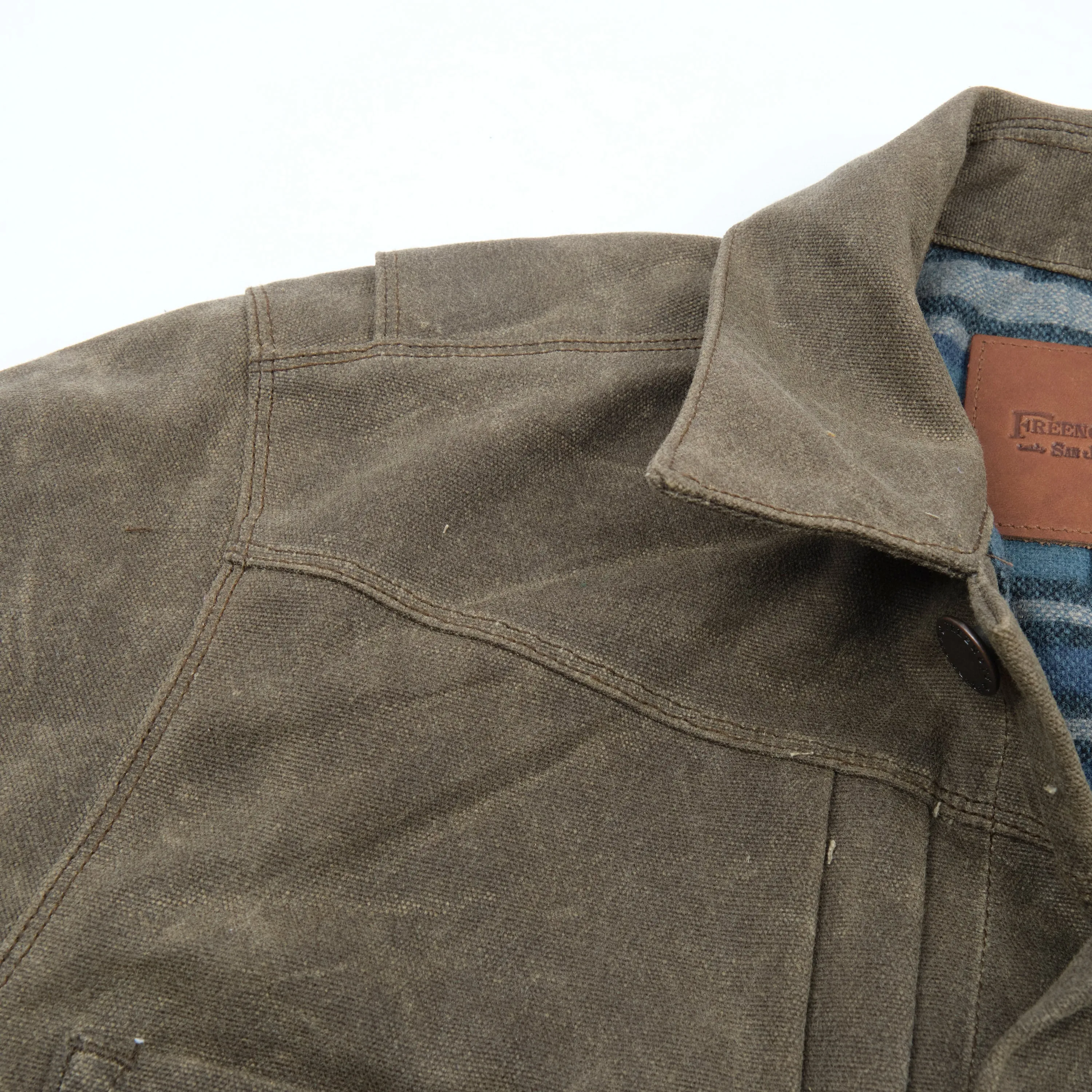 Riders Jacket Heavy Waxed Canvas Tobacco Blue Wool sold by Freenote Cloth product image thumbnail 4