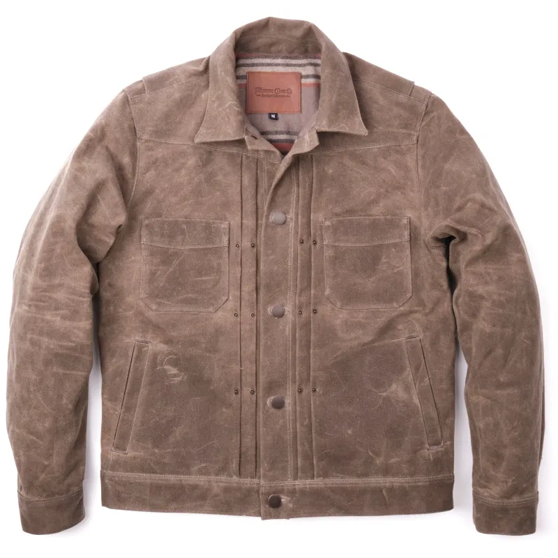 Riders Jacket Heavy Waxed Canvas Tobacco Wool sold by Freenote Cloth