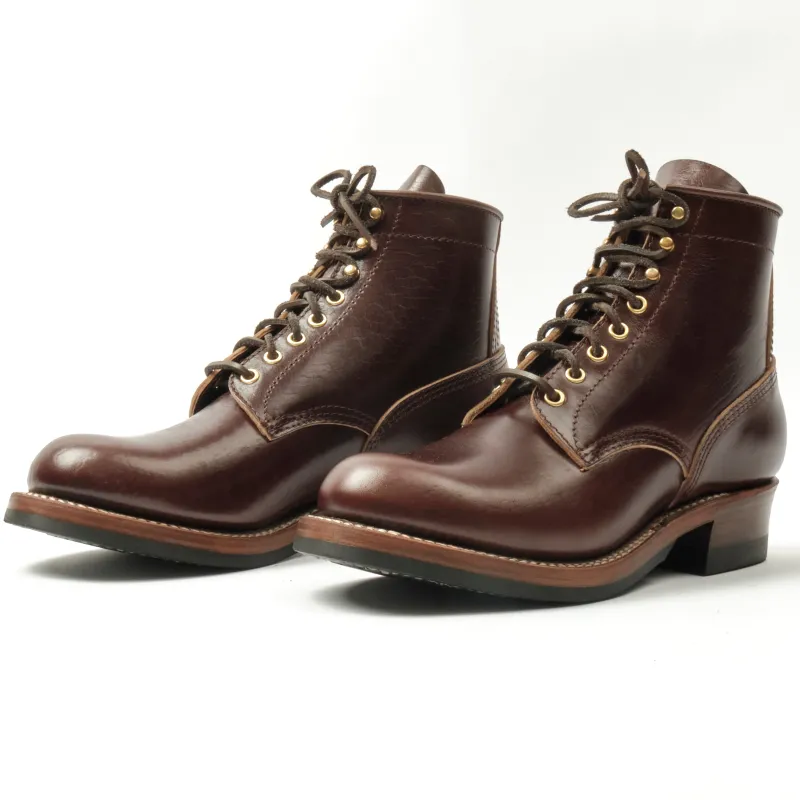 John Lofgren Steel Gang Boots Shinki Hikaku Horsebutt Dark Brown sold by Freenote Cloth