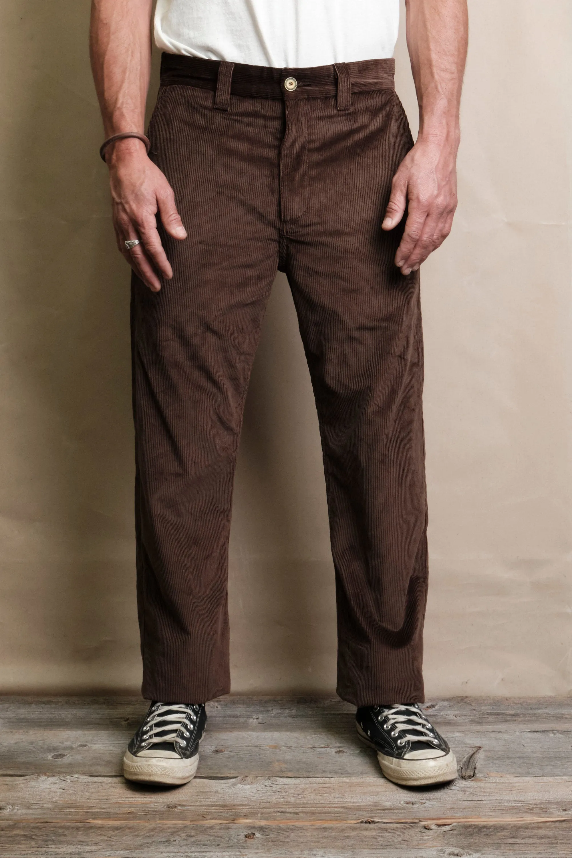 Deck Pant Chocolate Corduroy sold by Freenote Cloth