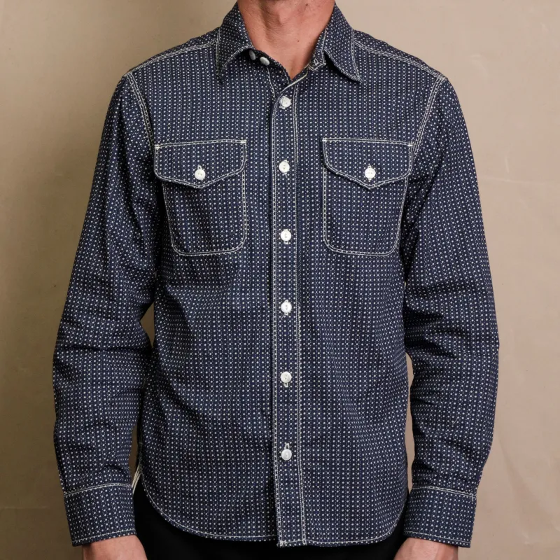 Wells Navy Polkadot sold by Freenote Cloth
