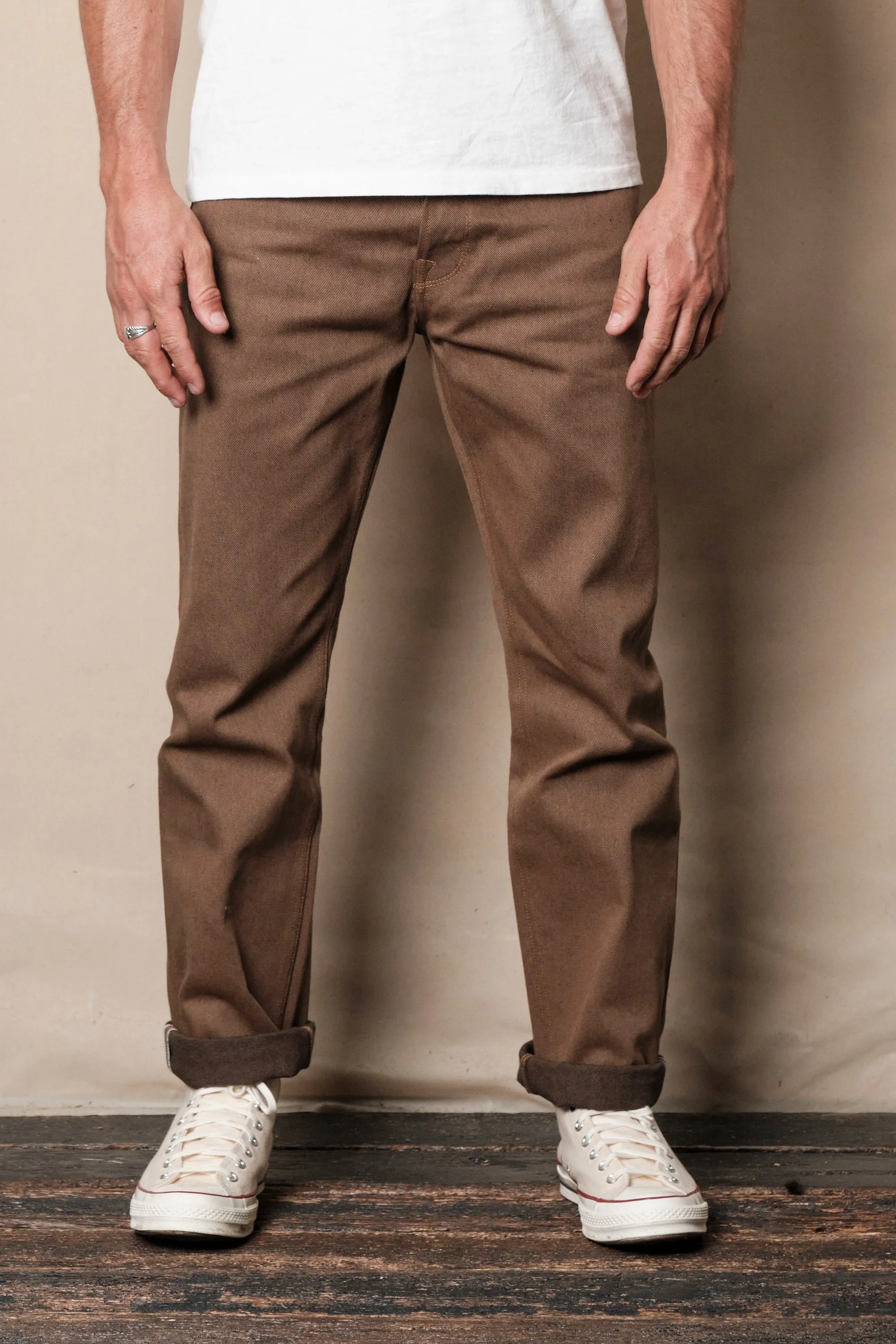 Trabuco Classic Straight <span> 15 Ounce Brown Denim </span> sold by Freenote Cloth