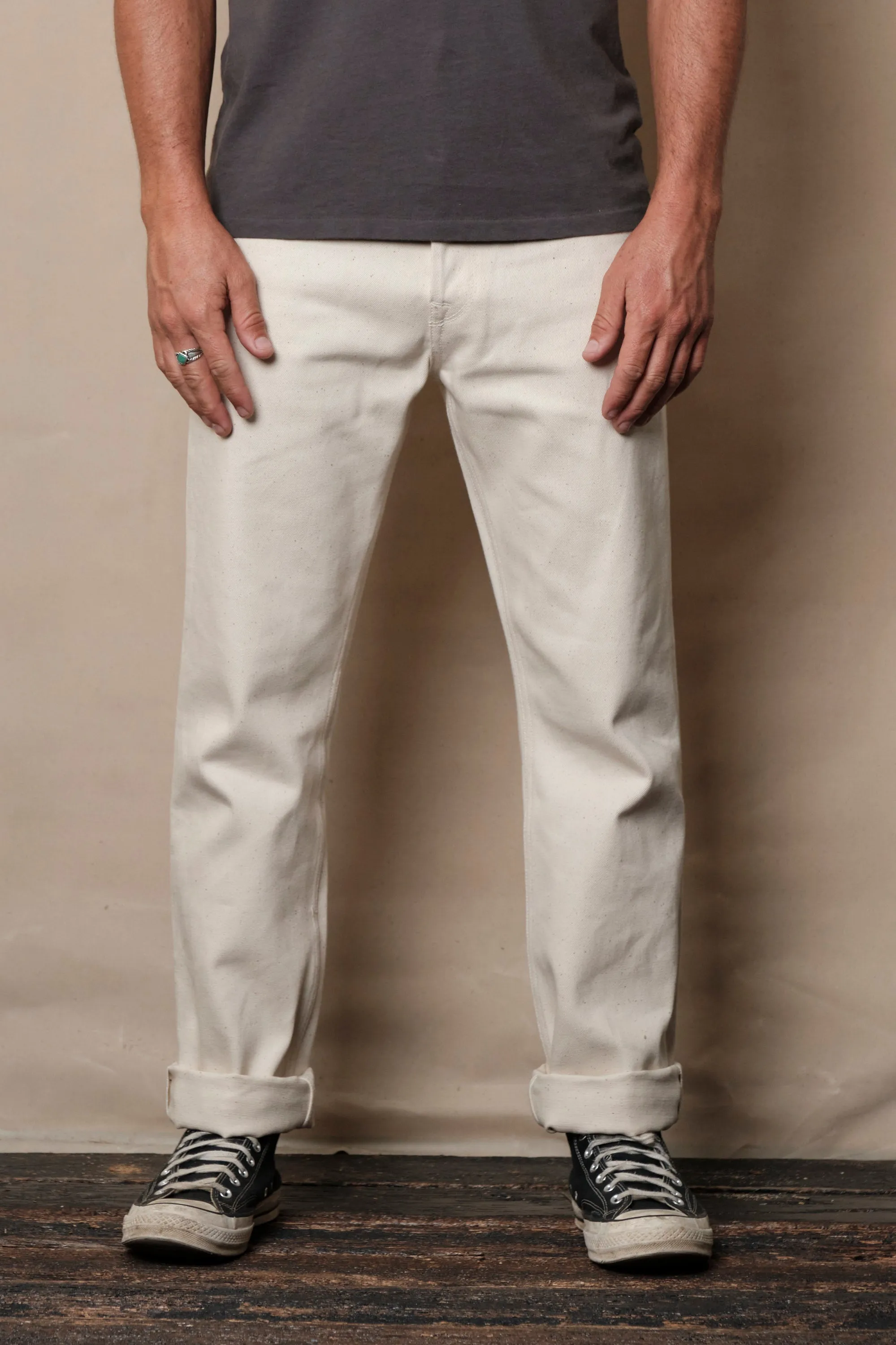 Trabuco Classic Straight <span> 14 Ounce Ecru Denim </span> sold by Freenote Cloth