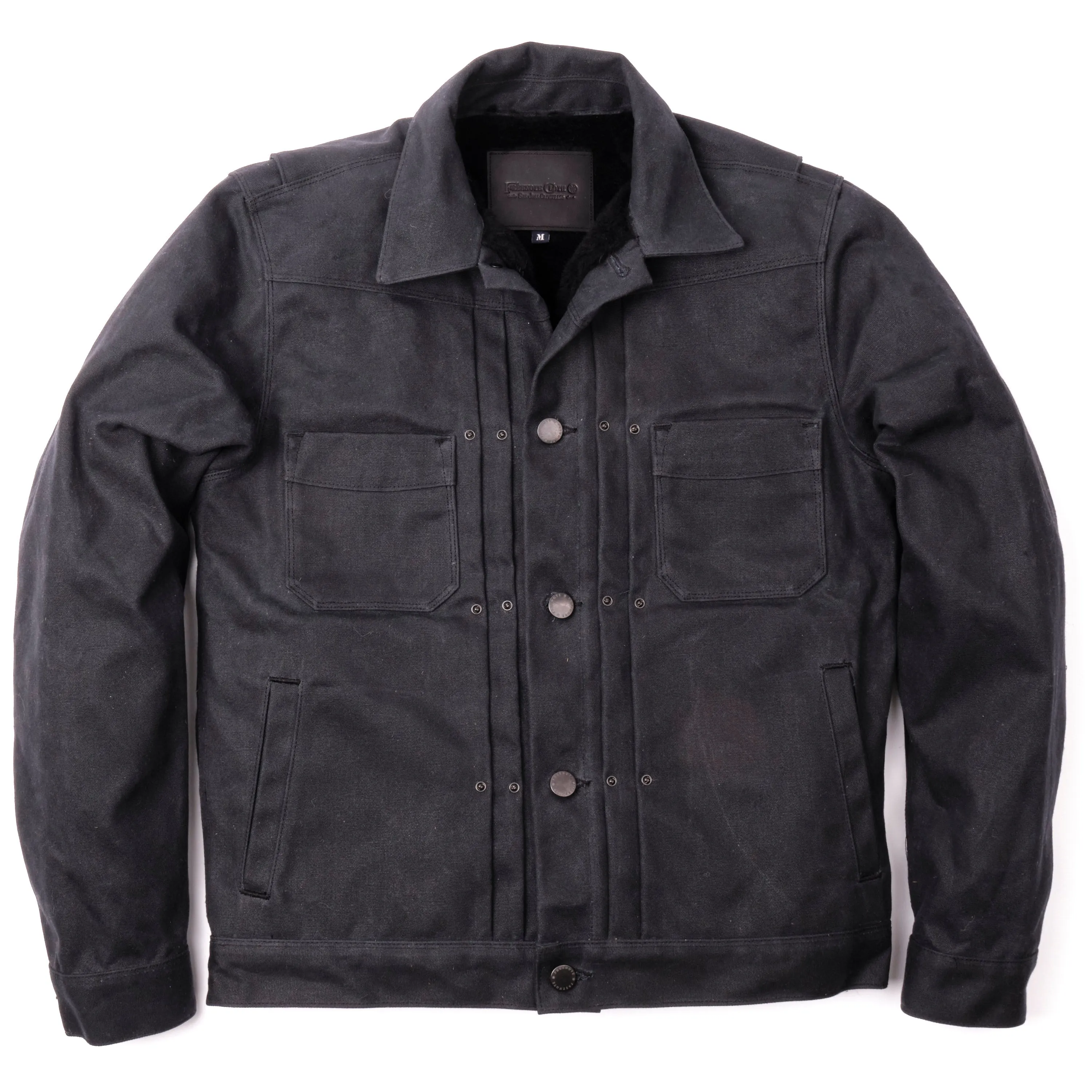 Riders Jacket Heavy Waxed Canvas Black Alpaca sold by Freenote Cloth