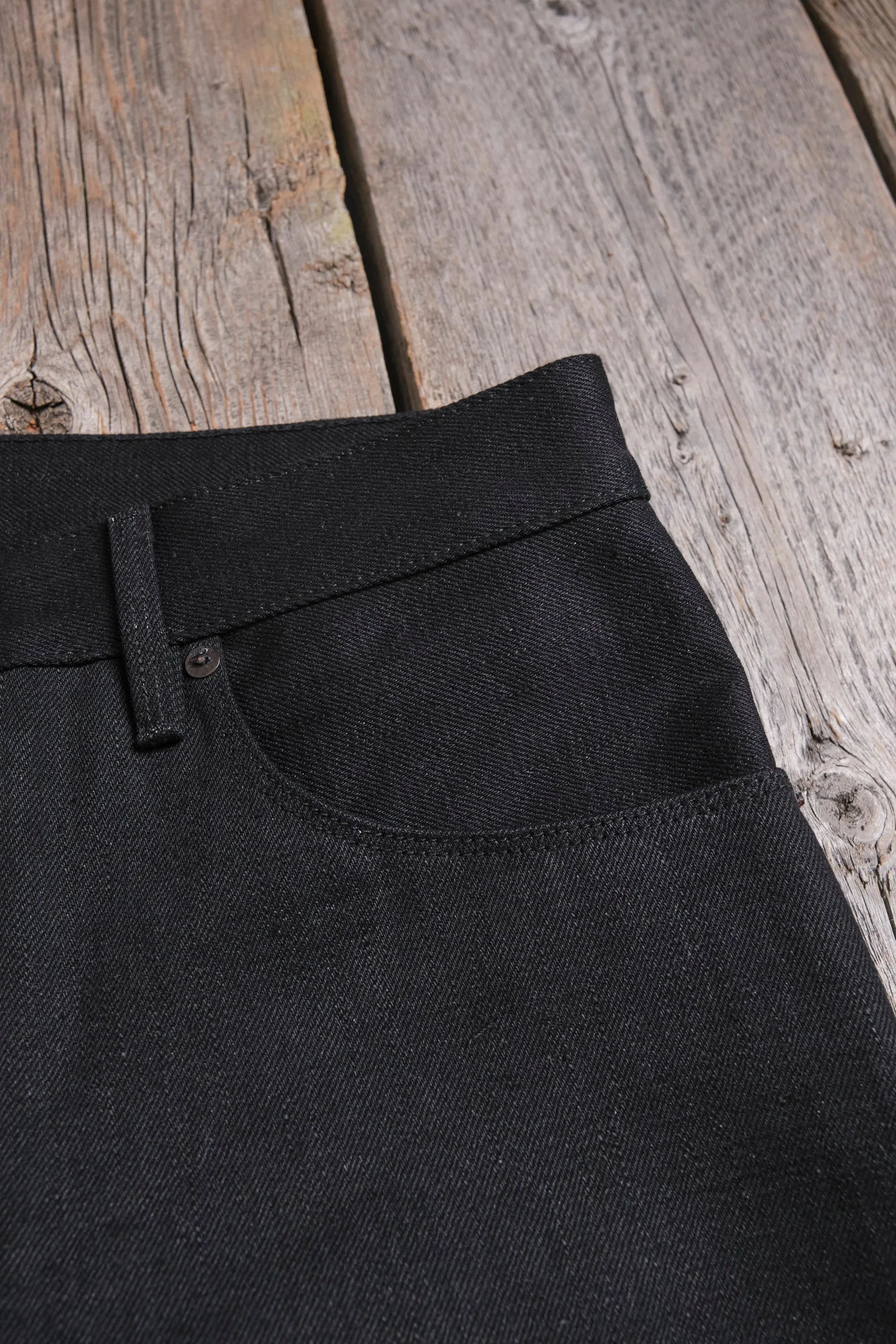 Belford Straight 17 Ounce Black Denim sold by Freenote Cloth product image thumbnail 4