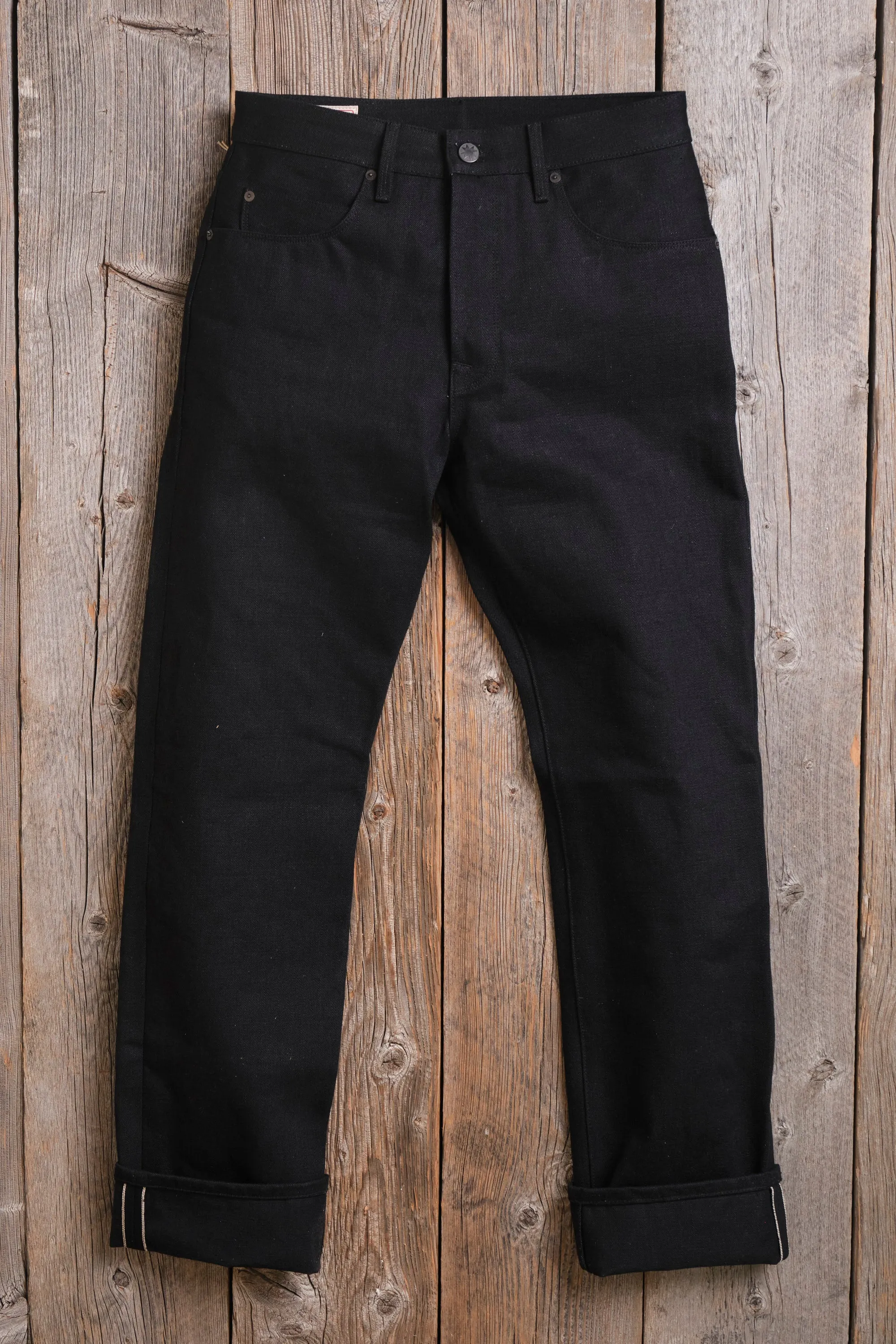 Belford Straight 17 Ounce Black Denim sold by Freenote Cloth