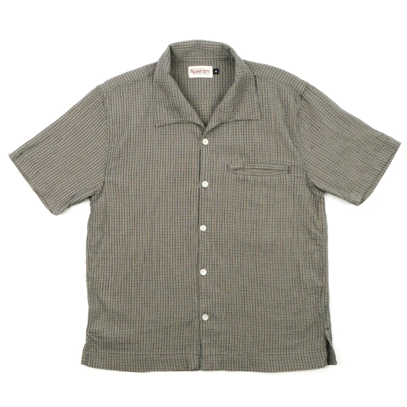 Cayucos Seersucker Olive Plaid sold by Freenote Cloth