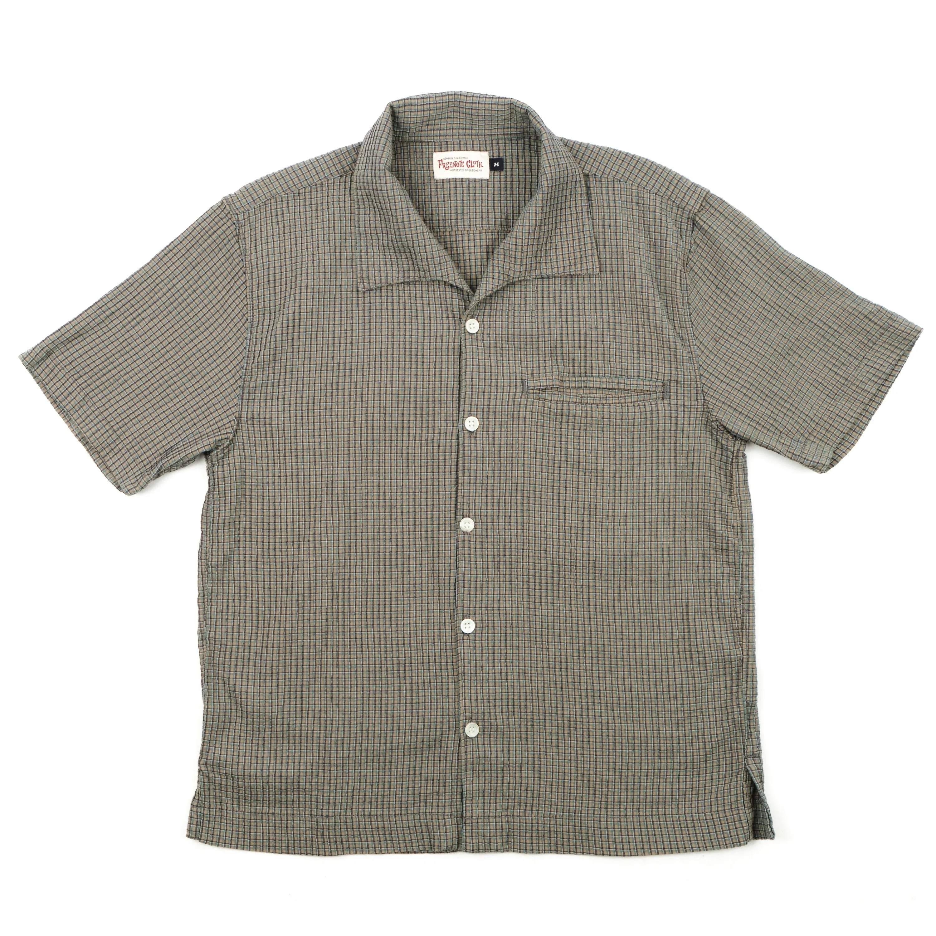Cayucos Seersucker Olive Plaid sold by Freenote Cloth