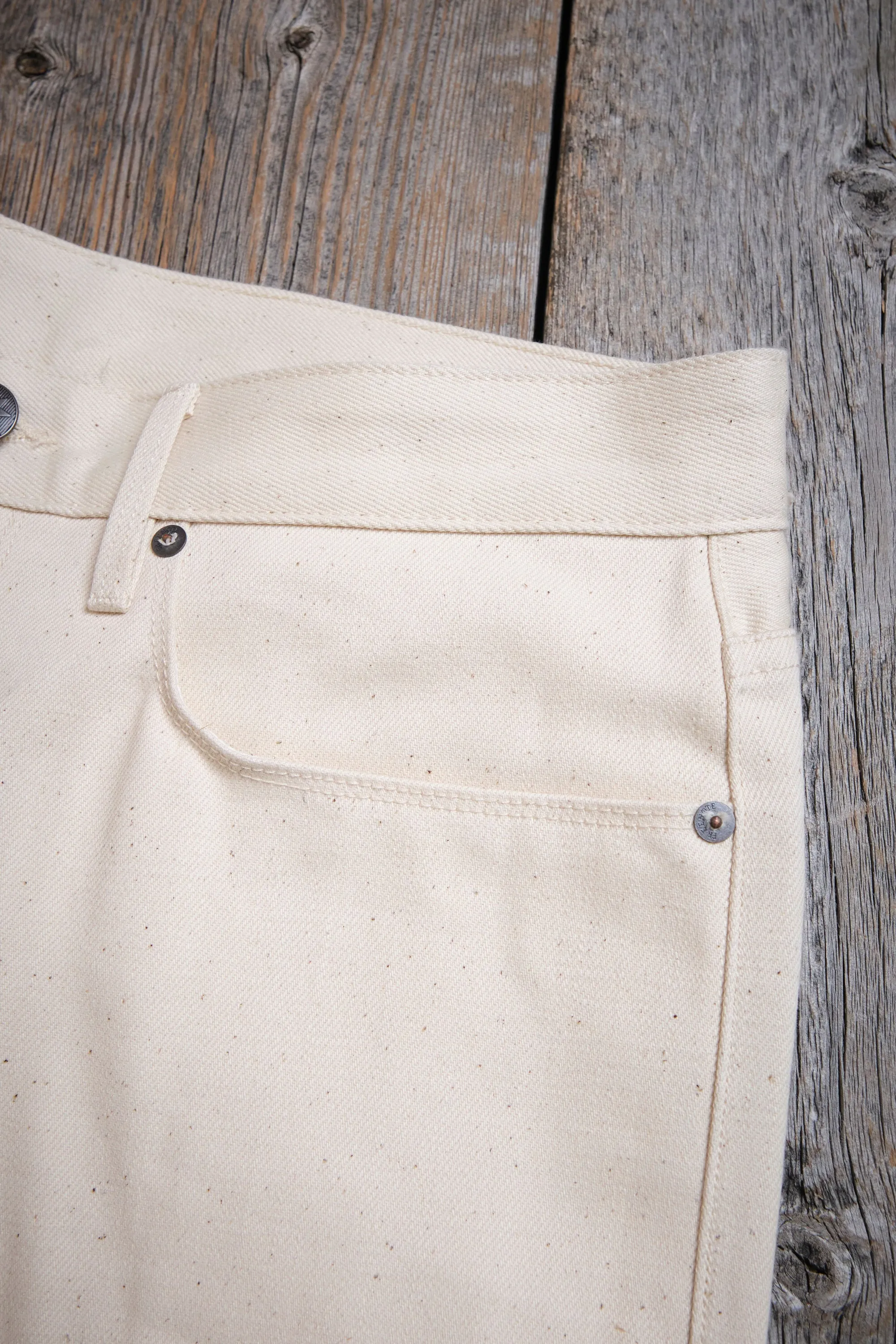 Portola Classic Taper 14 Ounce Ecru Denim sold by Freenote Cloth product image thumbnail 3