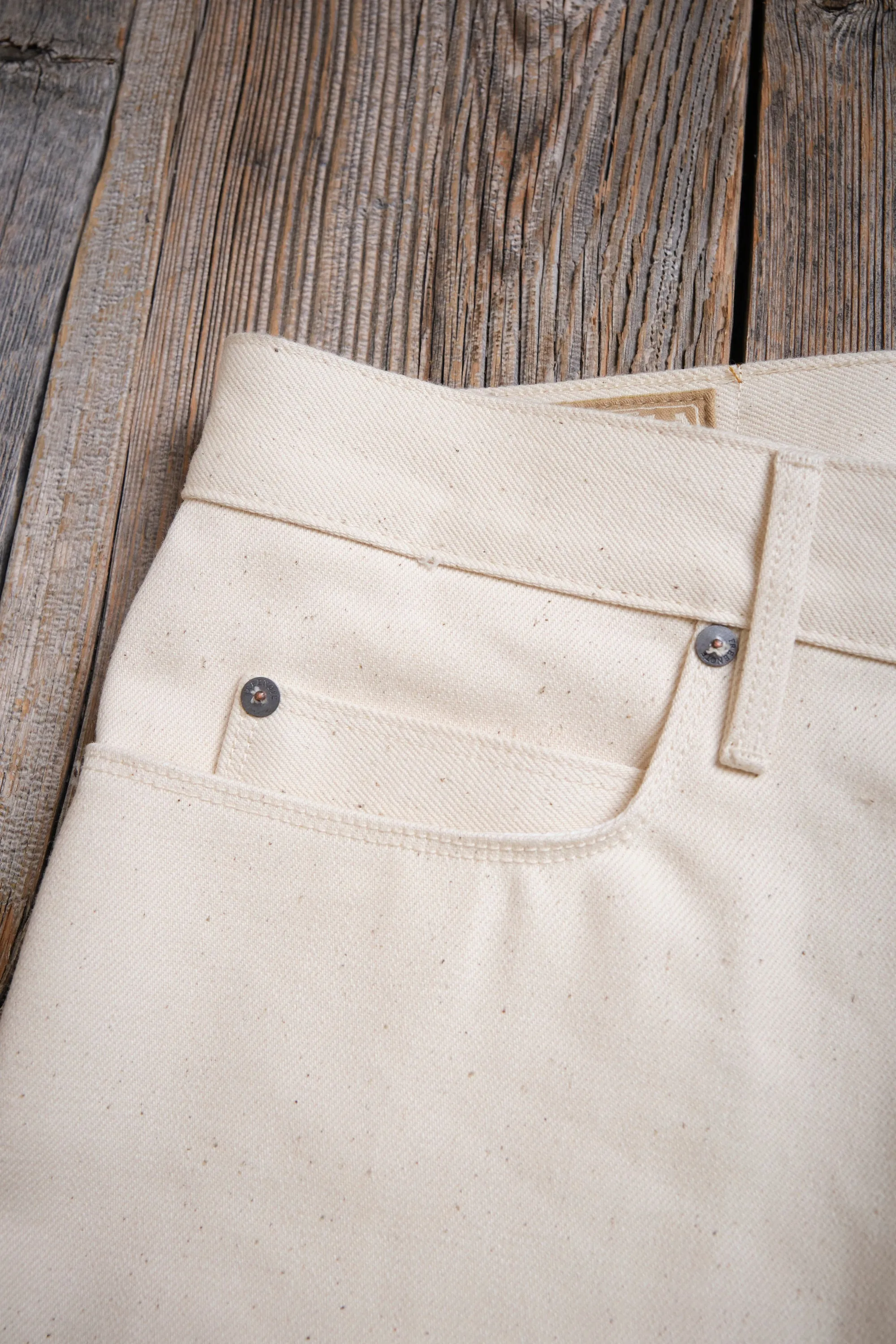 Portola Classic Taper 14 Ounce Ecru Denim sold by Freenote Cloth product image thumbnail 5