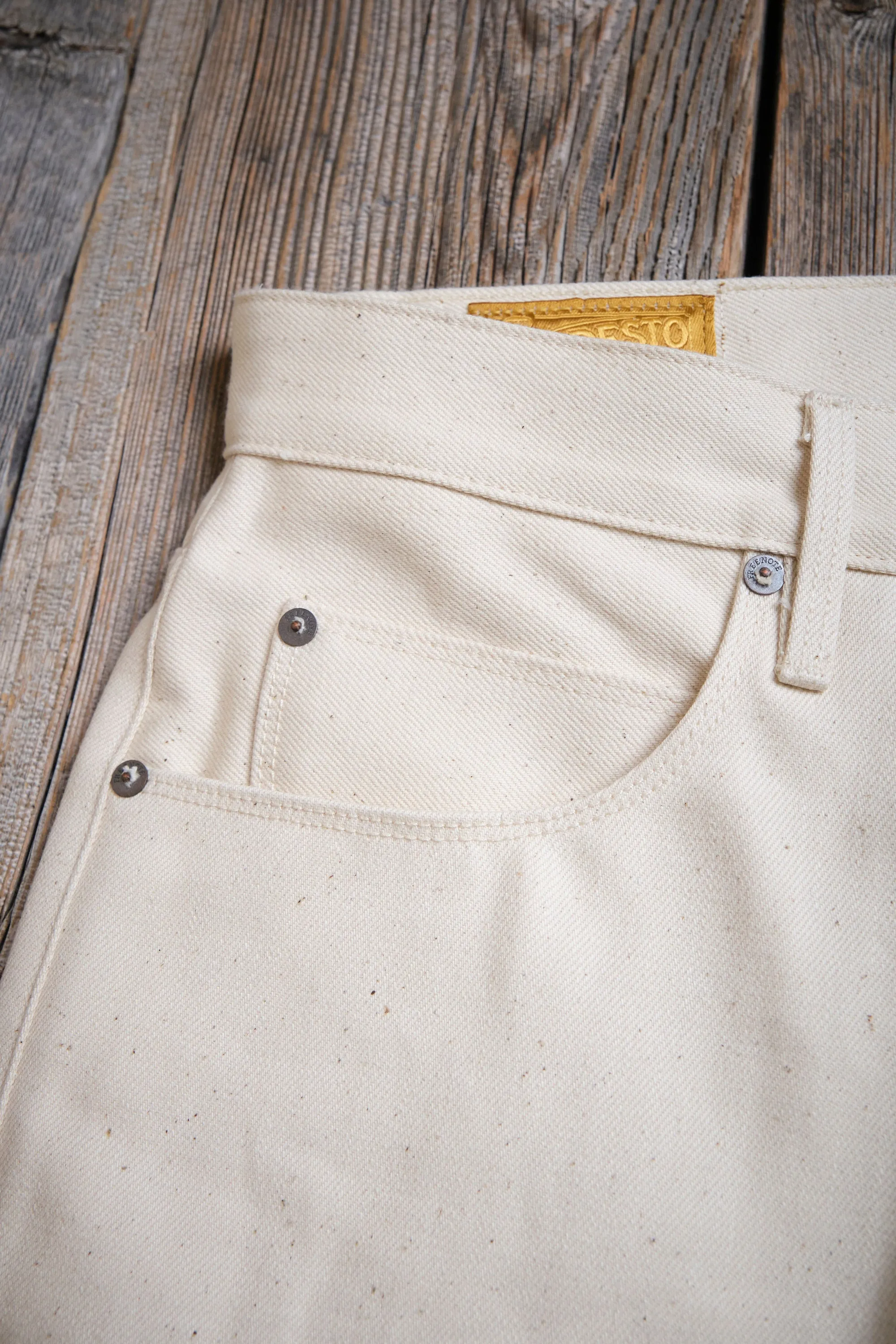 Modesto 14 Ounce Ecru Denim sold by Freenote Cloth product image thumbnail 5