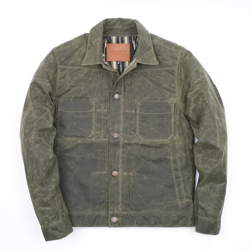 Riders Jacket Waxed Canvas <span> Olive</span> sold by Freenote Cloth