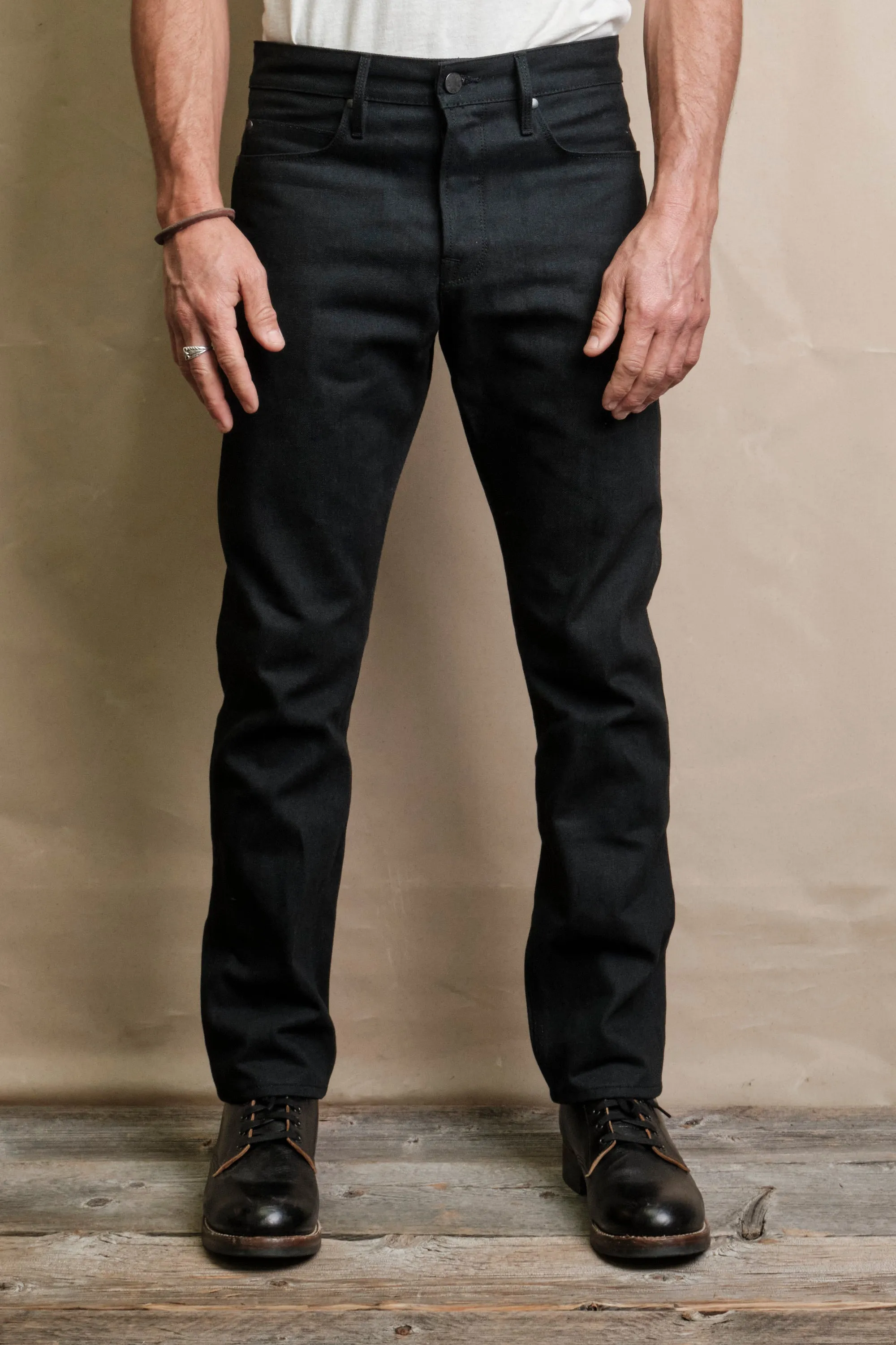 Rios <span>Raw 14.25 oz Black Grey Japanese Denim</span> sold by Freenote Cloth