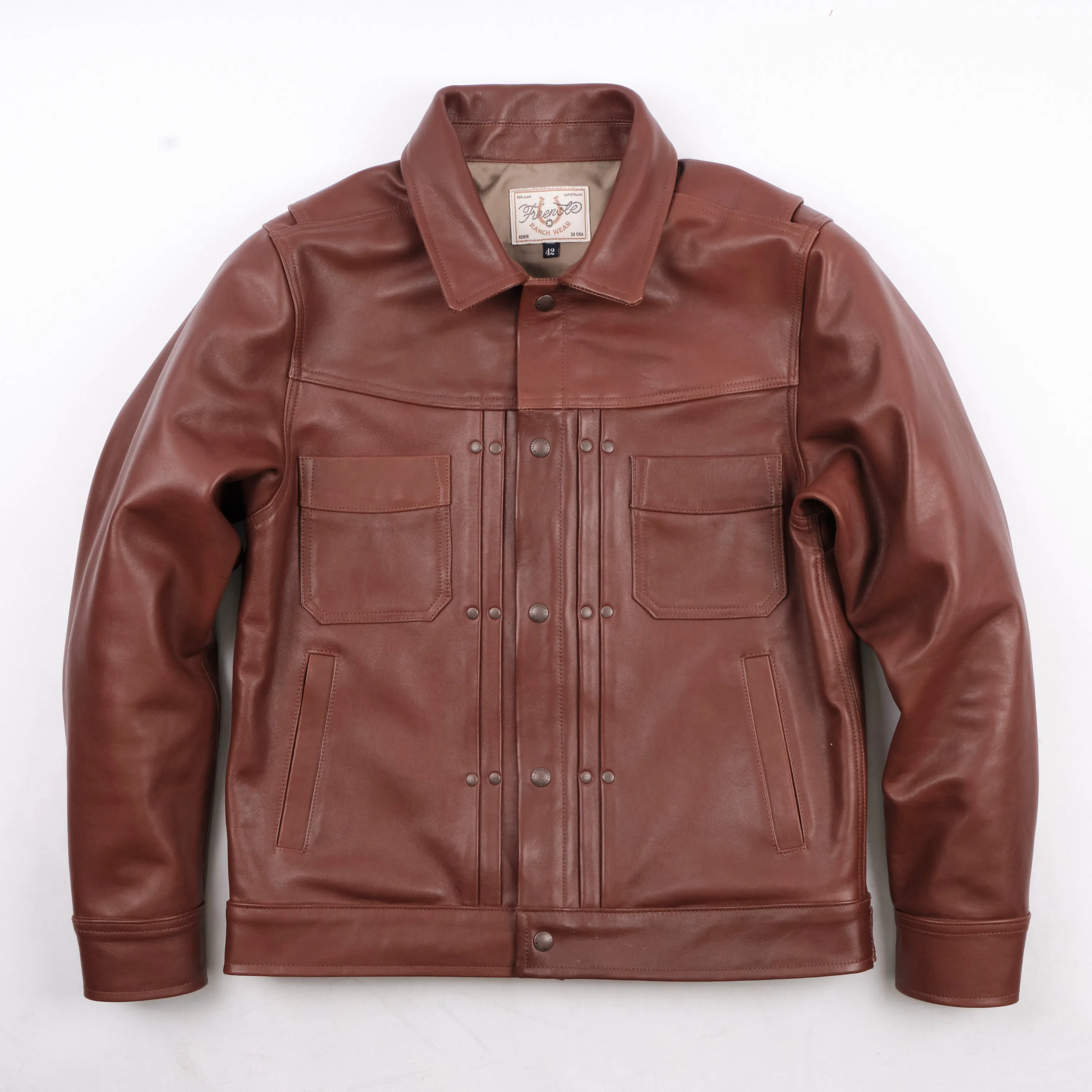 Riders Jacket Brown Boston Leather sold by Freenote Cloth