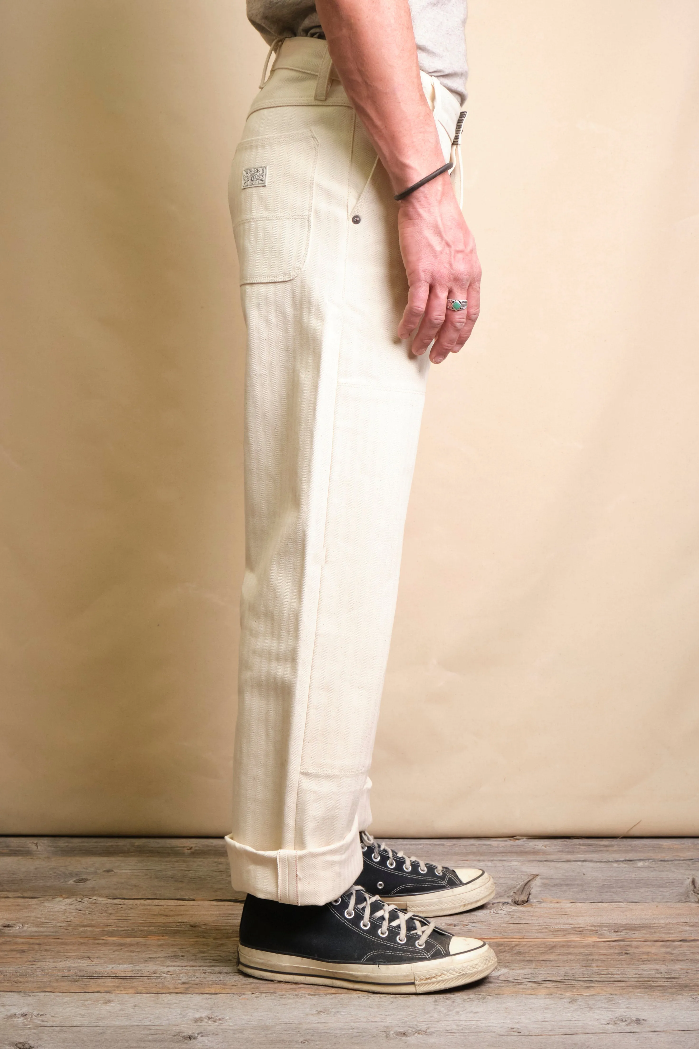 Ortega Pant 13 Ounce Natural Herringbone sold by Freenote Cloth product image thumbnail 4