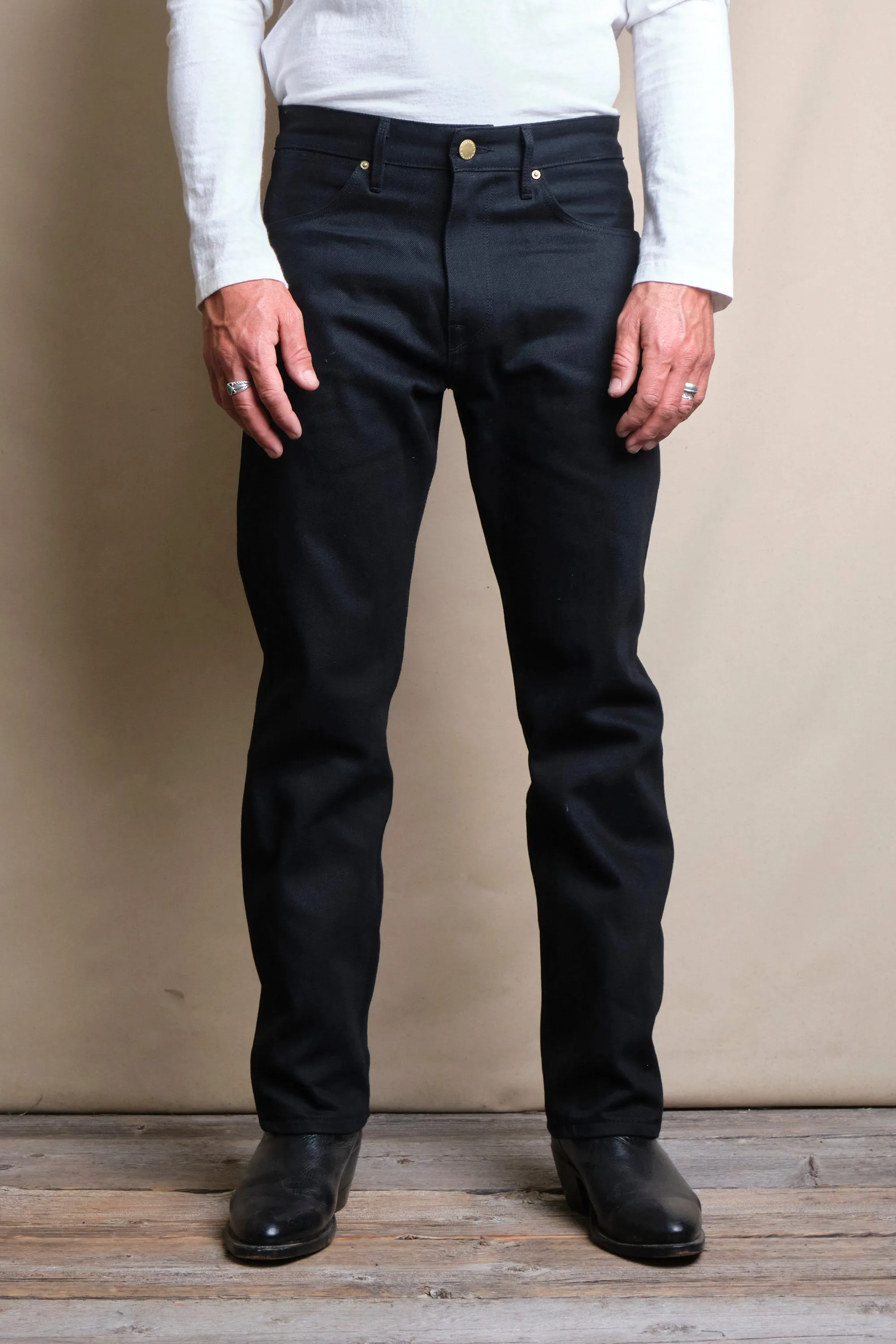 Wilkes Western 14 Ounce Black Denim sold by Freenote Cloth