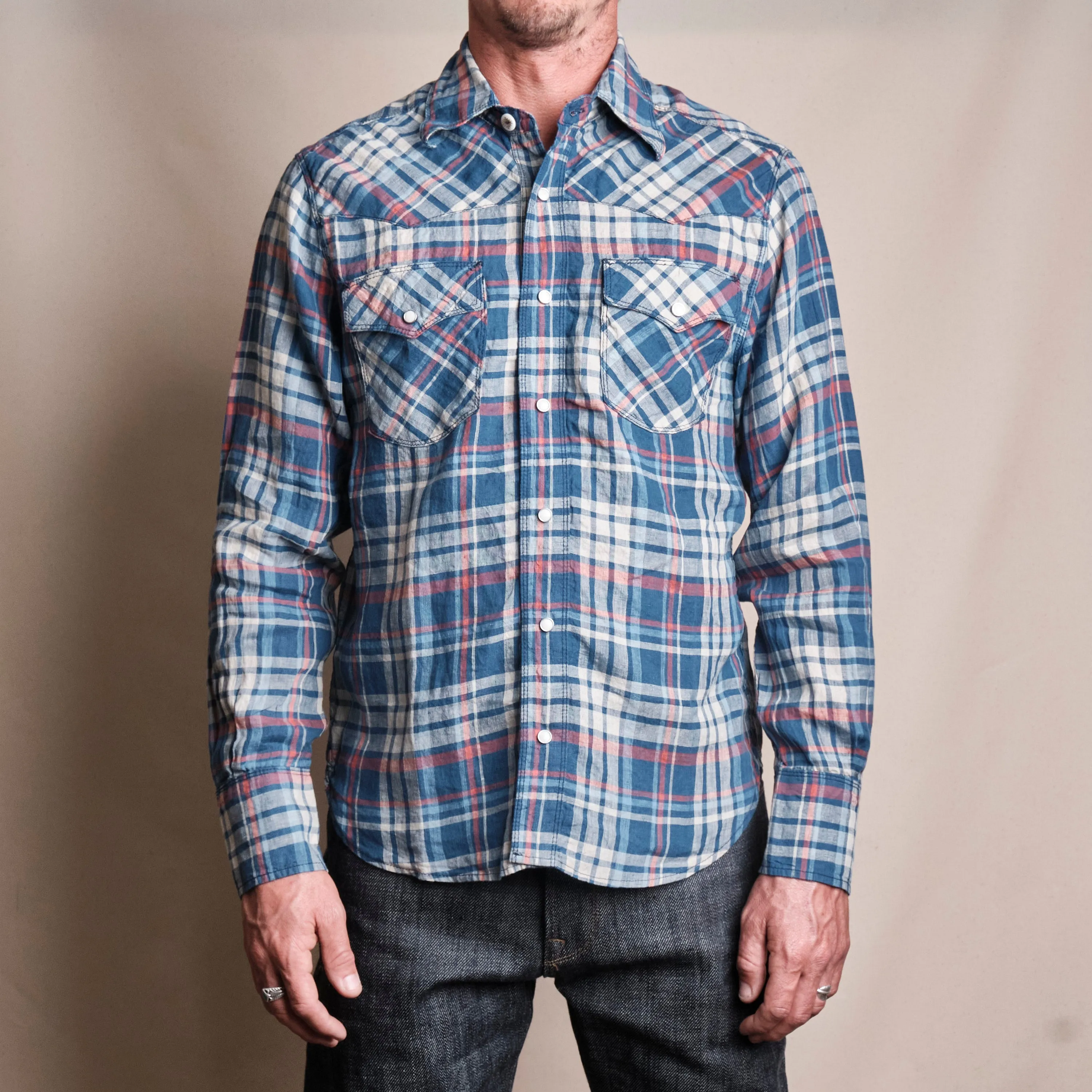 Western Scout Kingfisher Blue Plaid sold by Freenote Cloth product image thumbnail 2