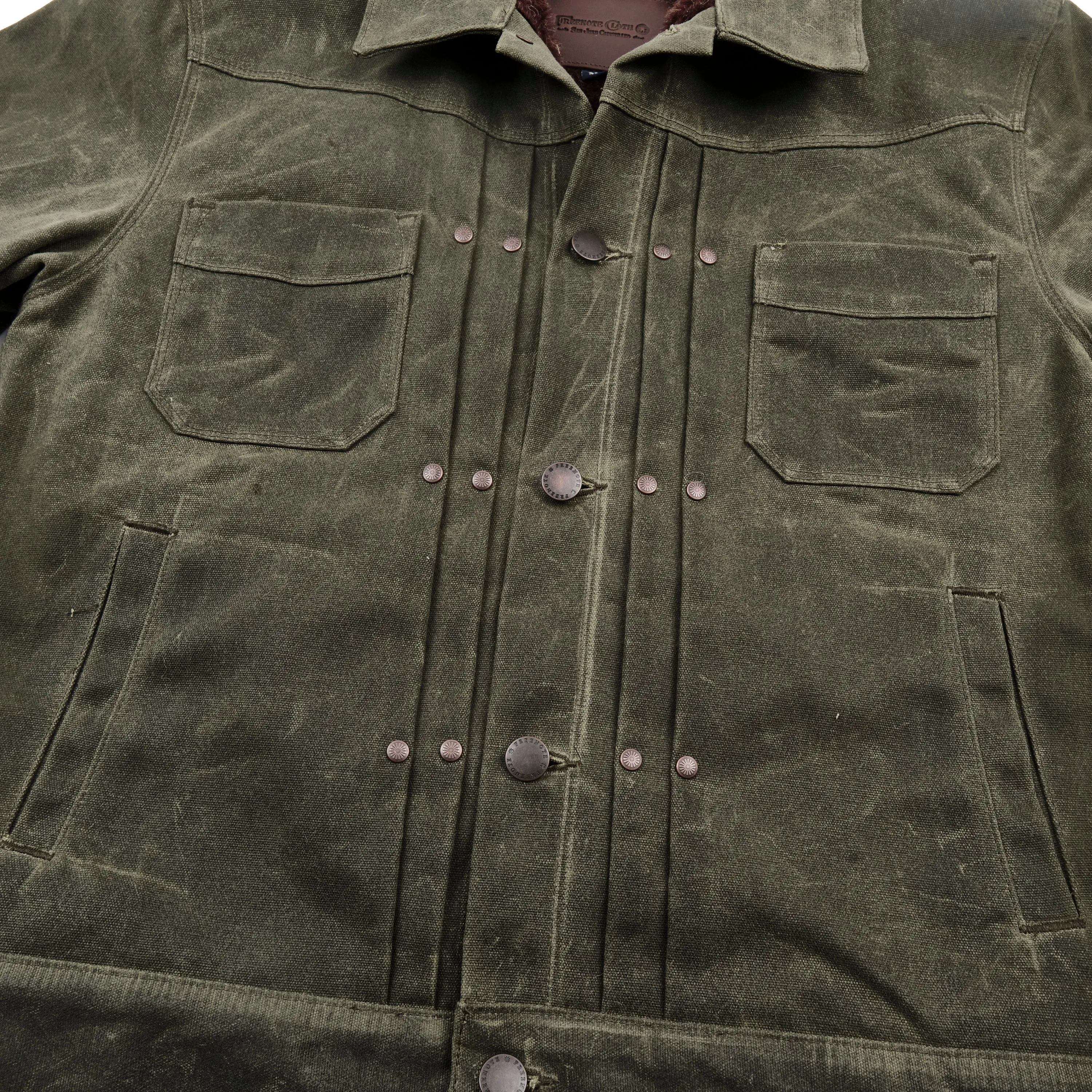 Riders Jacket Heavy Waxed Canvas Olive Alpaca sold by Freenote Cloth product image thumbnail 4