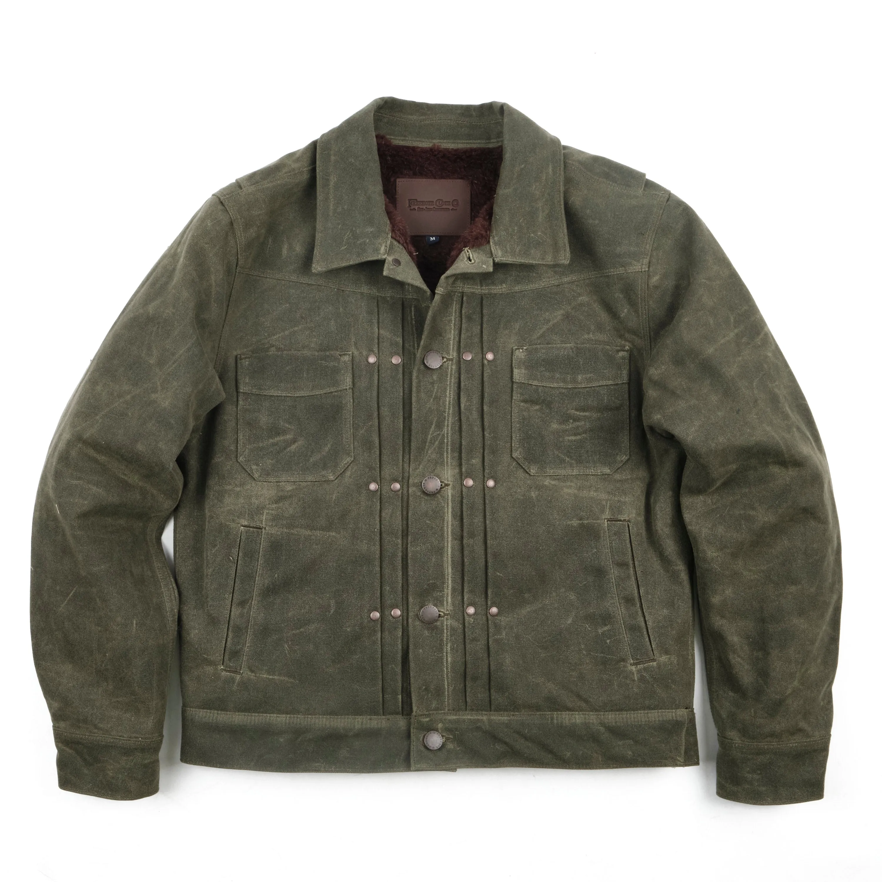 Riders Jacket Heavy Waxed Canvas Olive Alpaca sold by Freenote Cloth