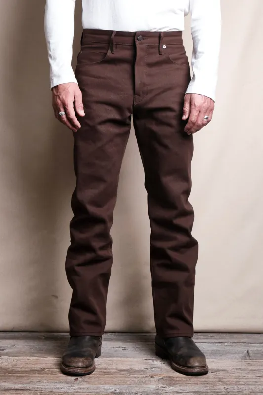 Belford Straight 15 ounce Dark Brown Denim sold by Freenote Cloth