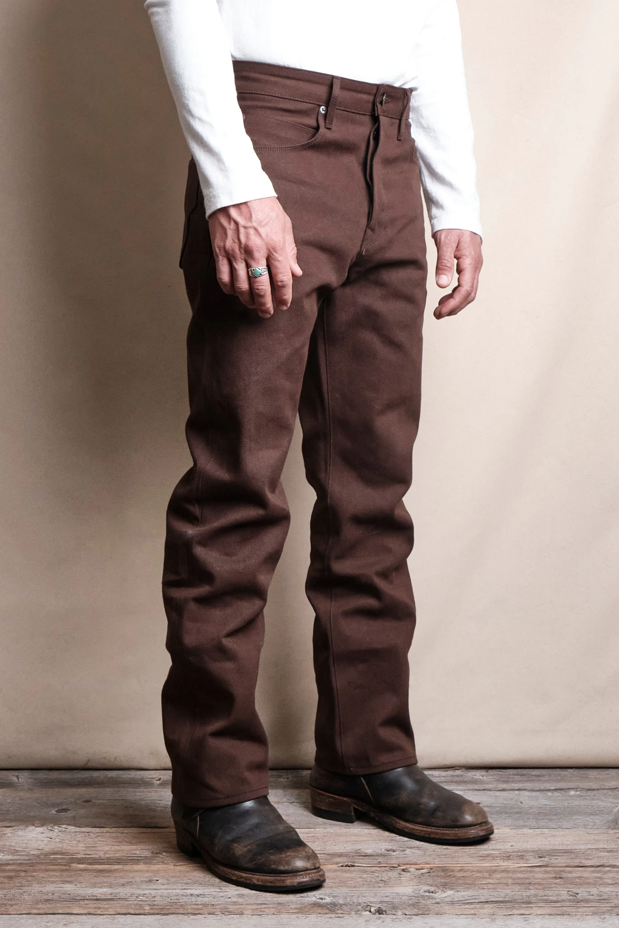Belford Straight 15 ounce Dark Brown Denim sold by Freenote Cloth product image thumbnail 3