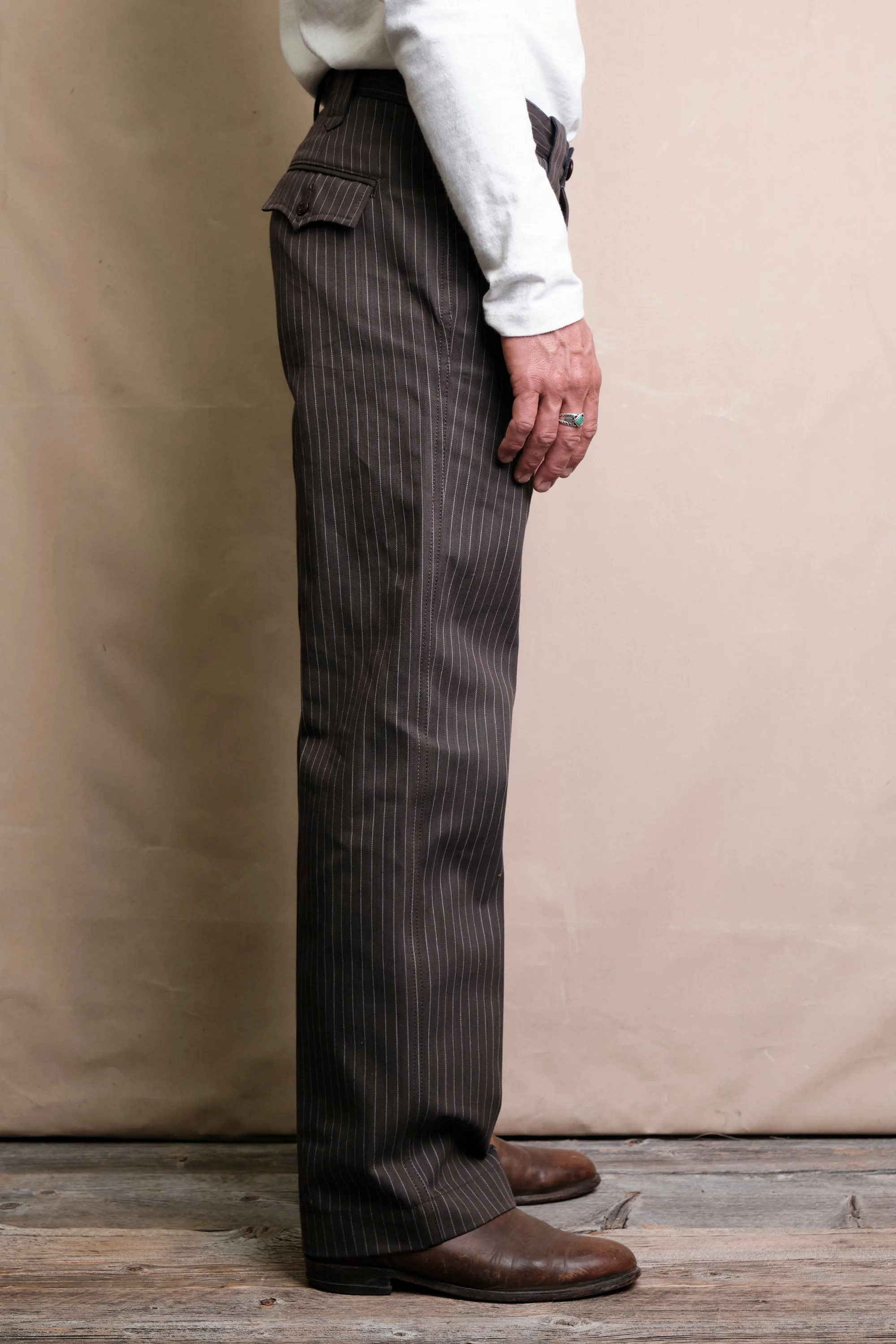 Duster Pant Brown Stripe sold by Freenote Cloth product image thumbnail 3