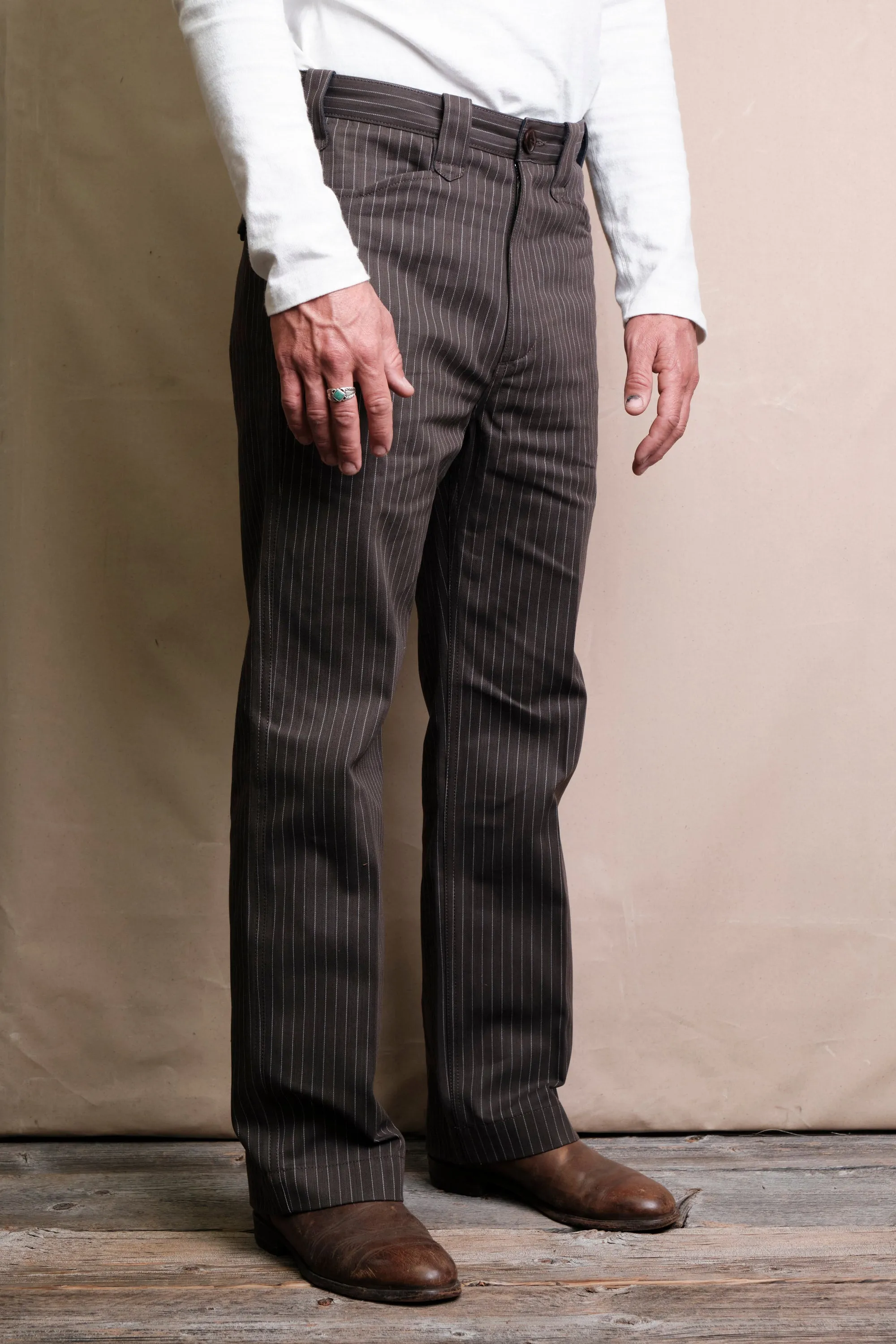 Duster Pant Brown Stripe sold by Freenote Cloth product image thumbnail 2
