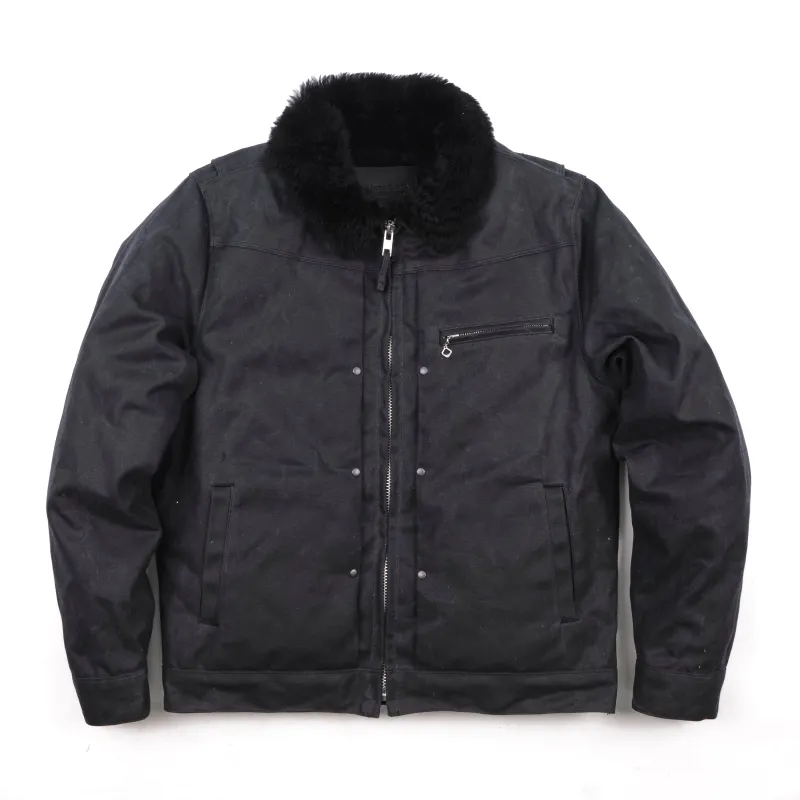 RJ-2 Waxed Canvas 20 Ounce Black Shearling sold by Freenote Cloth