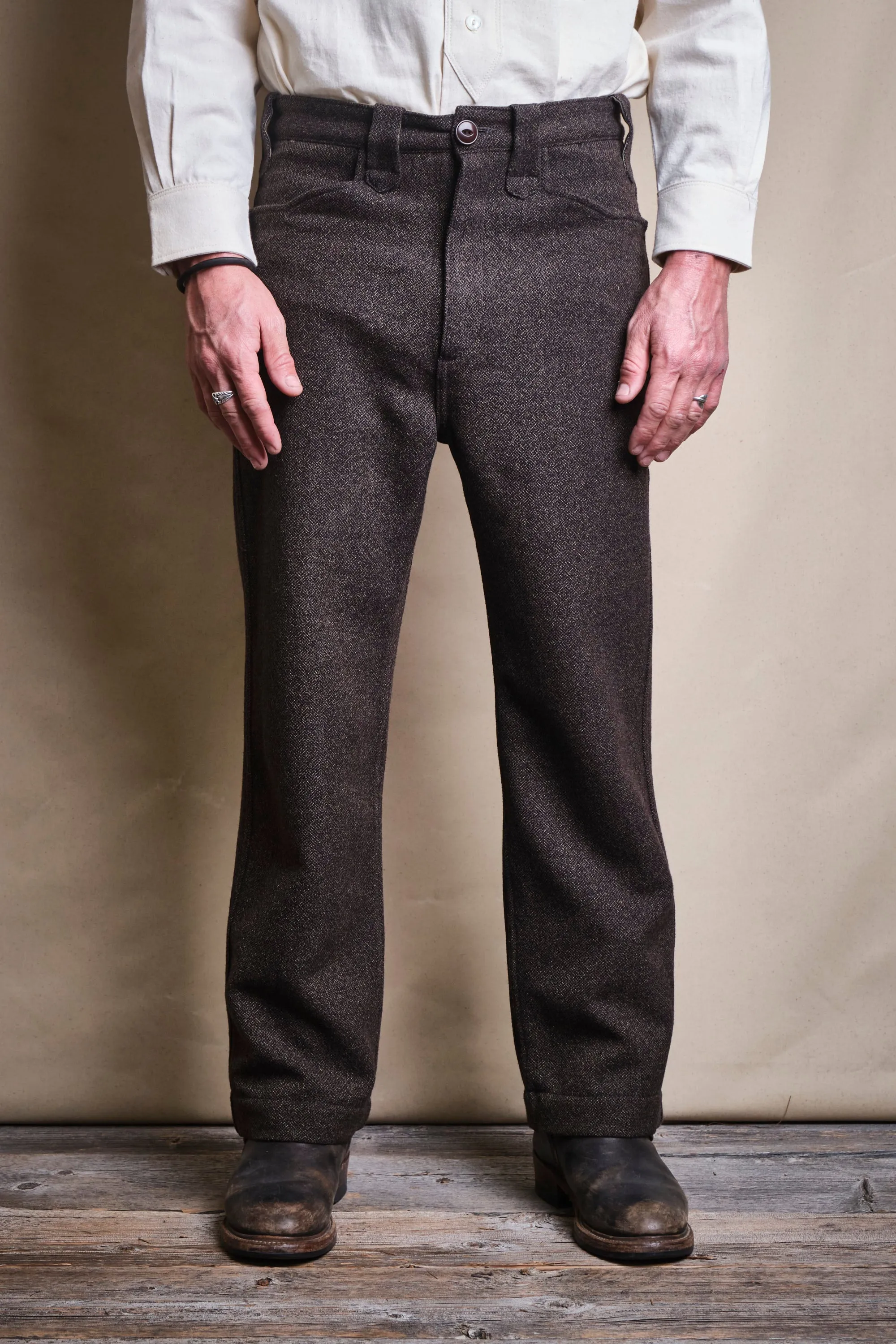 Duster Pant Brown Wool sold by Freenote Cloth