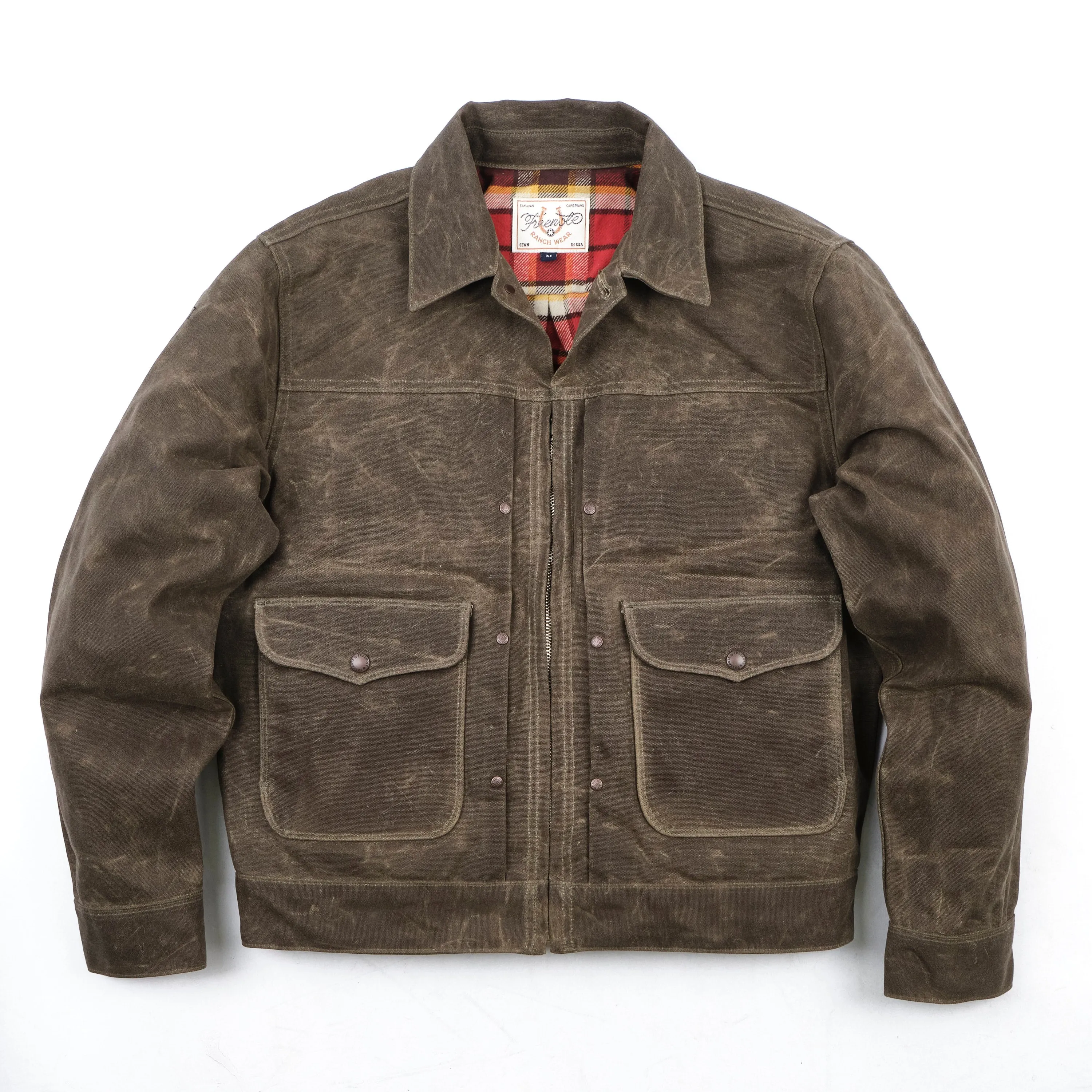 Faro Tobacco Heavy Waxed Canvas Red Plaid sold by Freenote Cloth