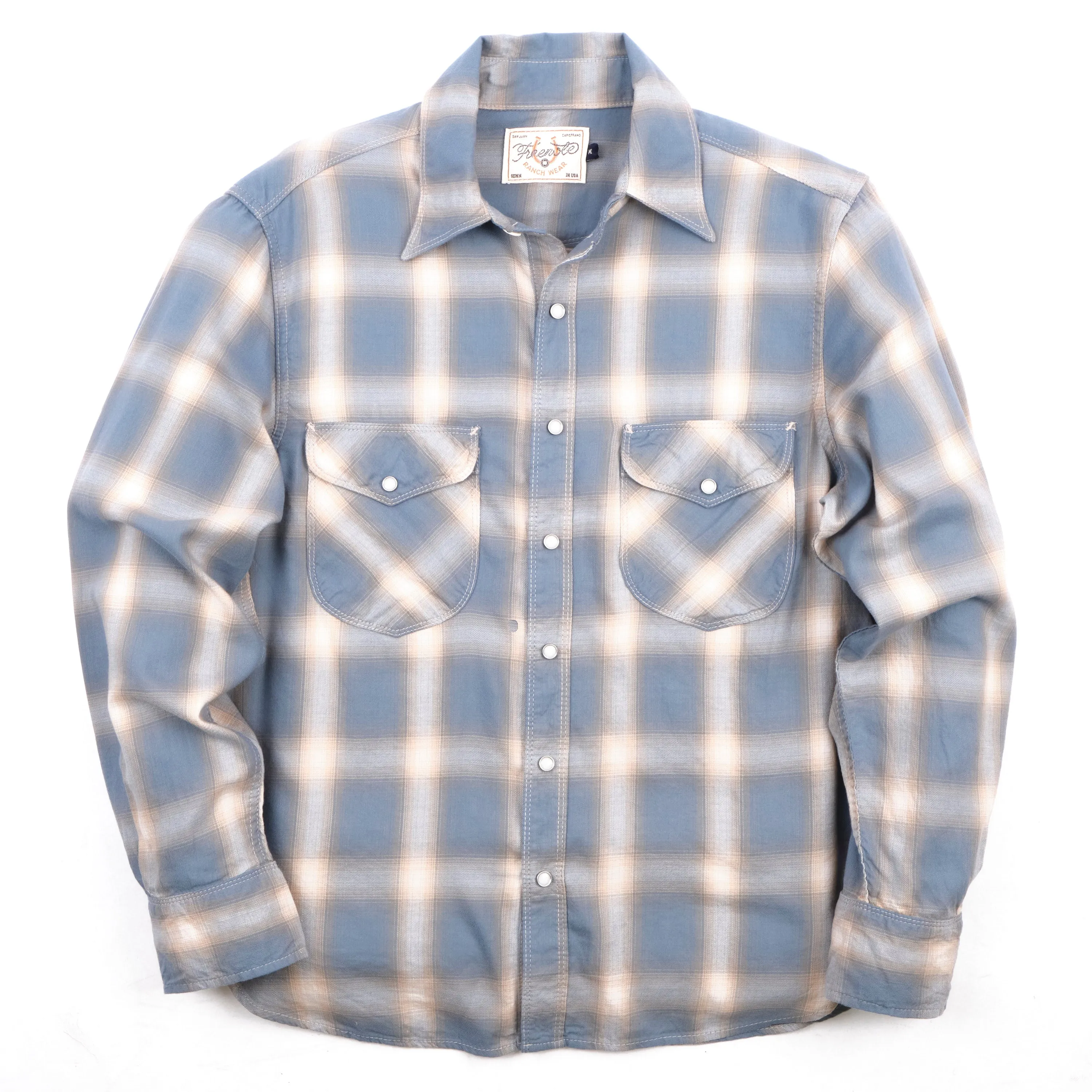 Bodie Clear Blue Plaid sold by Freenote Cloth