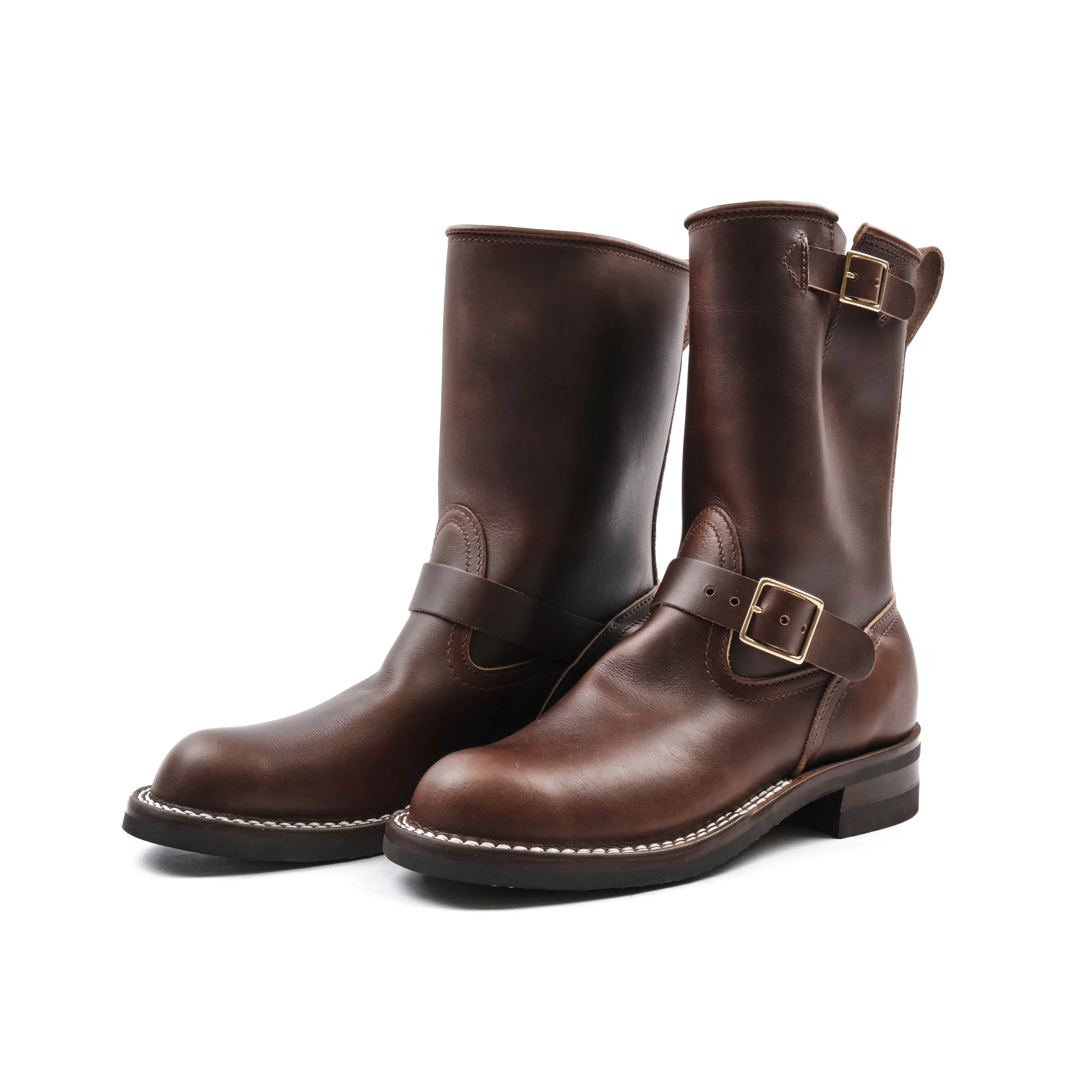 NICKS BOOTS - THE BRAKEMAN ENGINEER - HORWEEN SHACKLETON COGNAC sold by Freenote Cloth