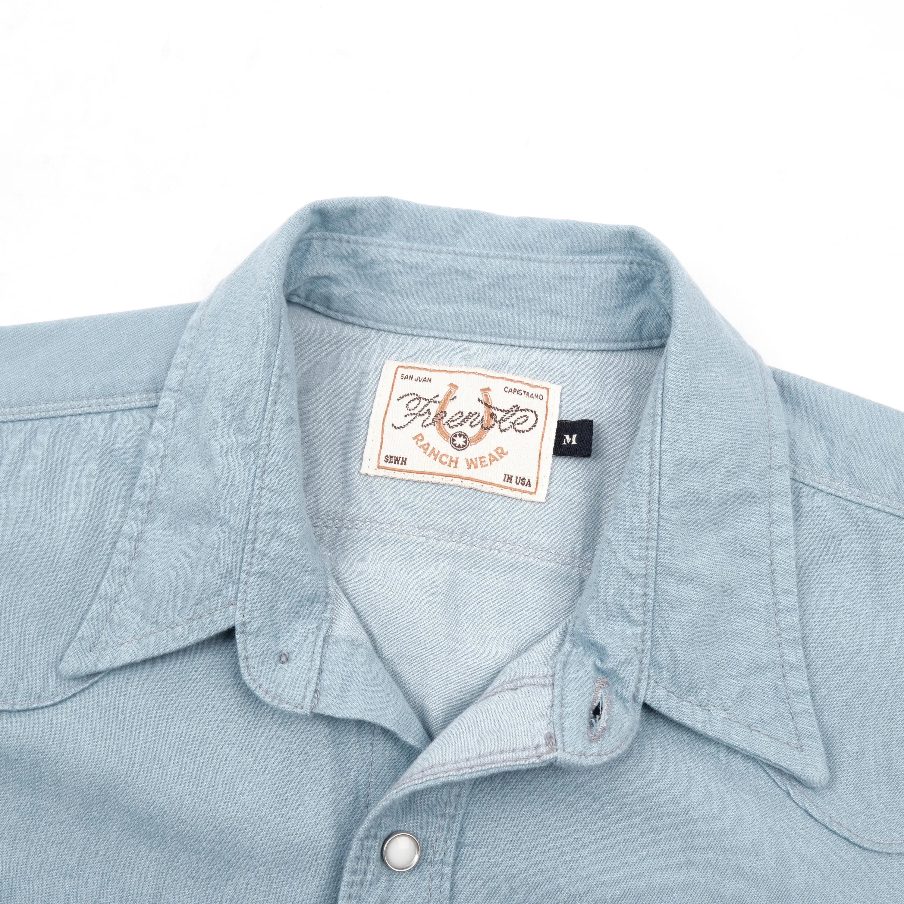 Modern Western S/S Clear Blue Chambray sold by Freenote Cloth product image thumbnail 3