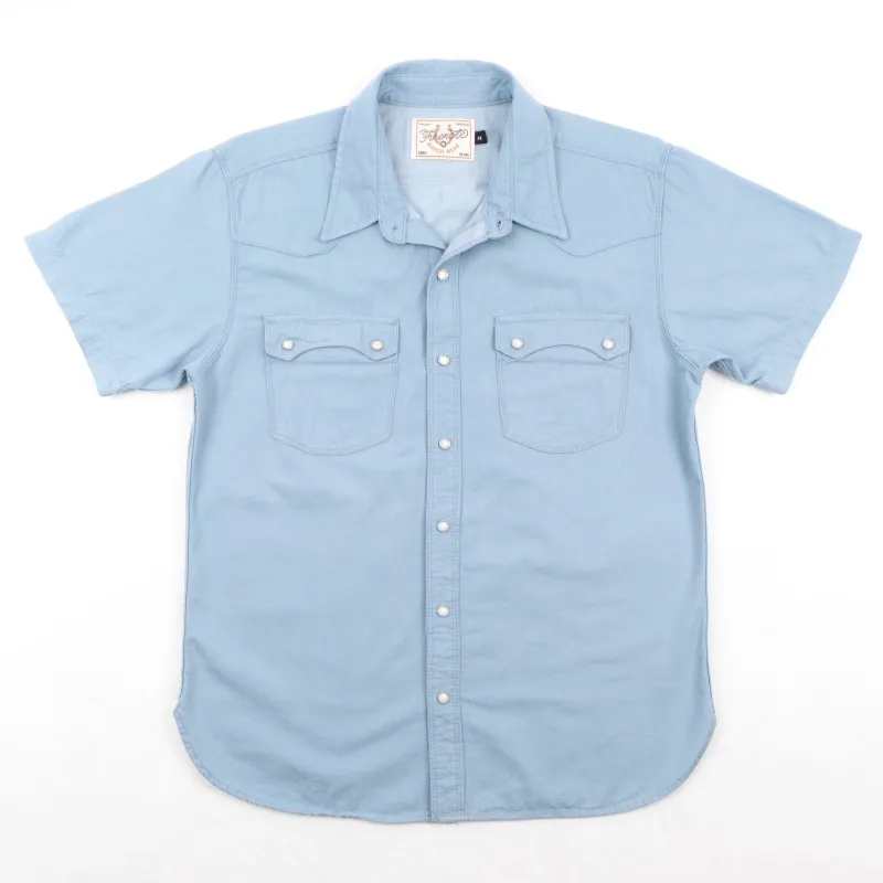 Modern Western S/S Clear Blue Chambray sold by Freenote Cloth