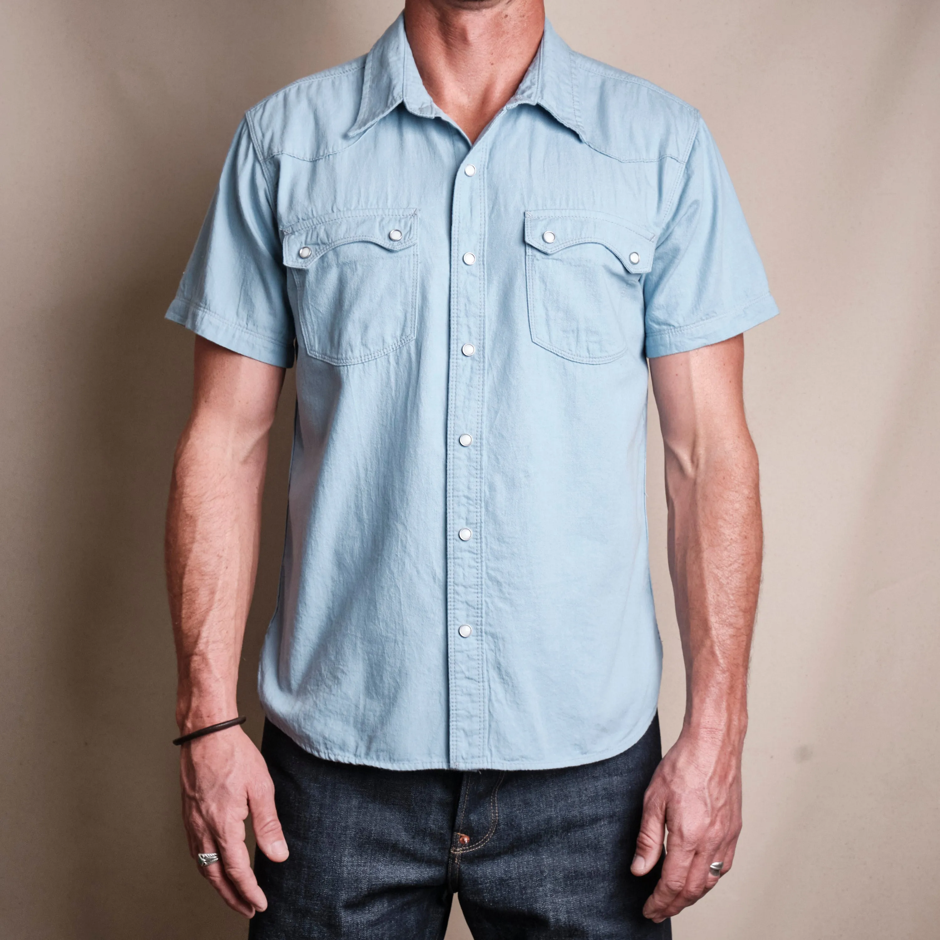 Modern Western S/S Clear Blue Chambray sold by Freenote Cloth product image thumbnail 2