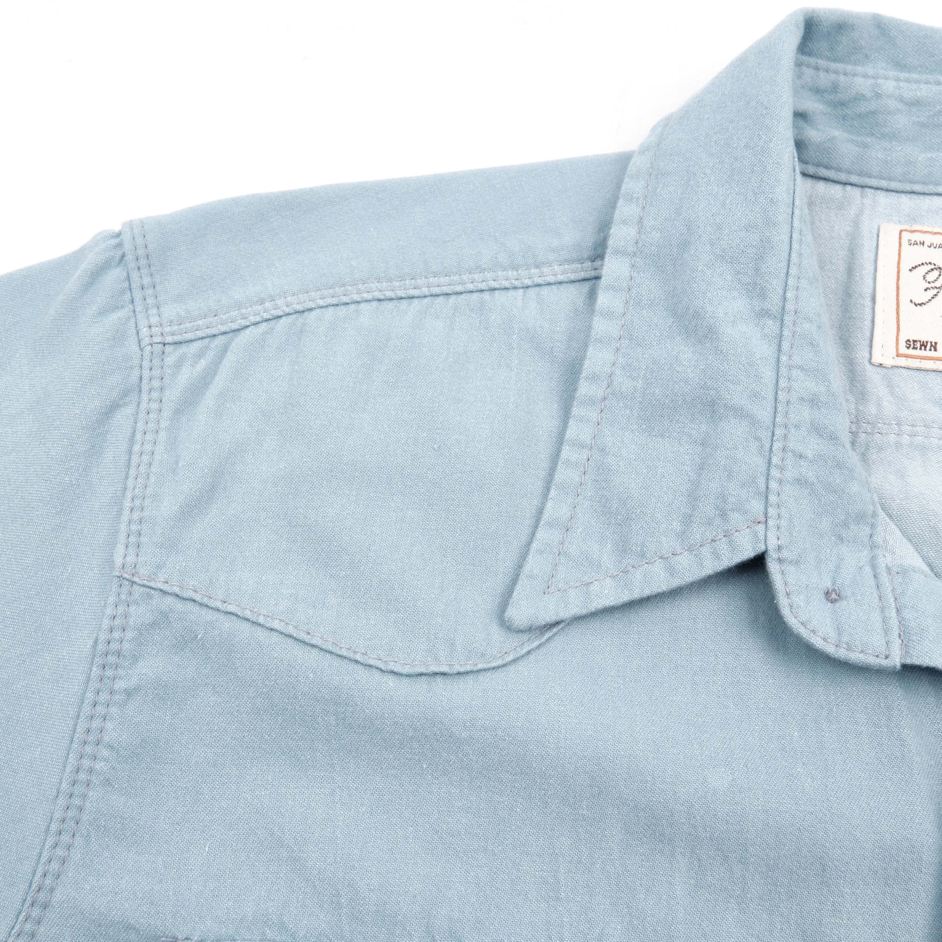 Modern Western S/S Clear Blue Chambray sold by Freenote Cloth product image thumbnail 4