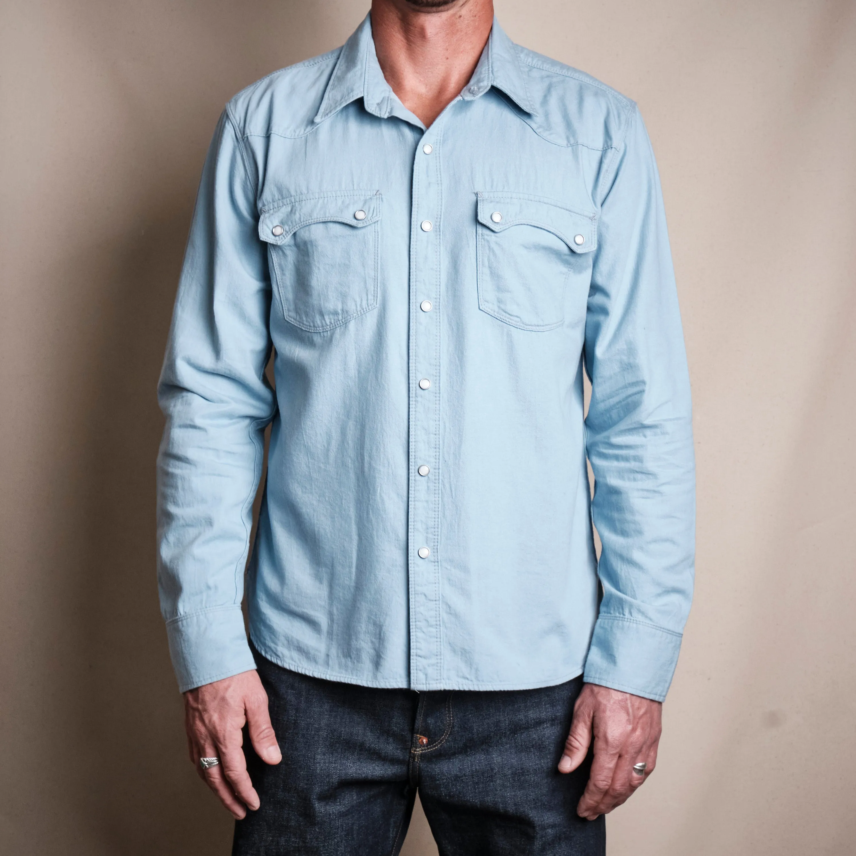 Modern Western Clear Blue Chambray sold by Freenote Cloth product image thumbnail 2
