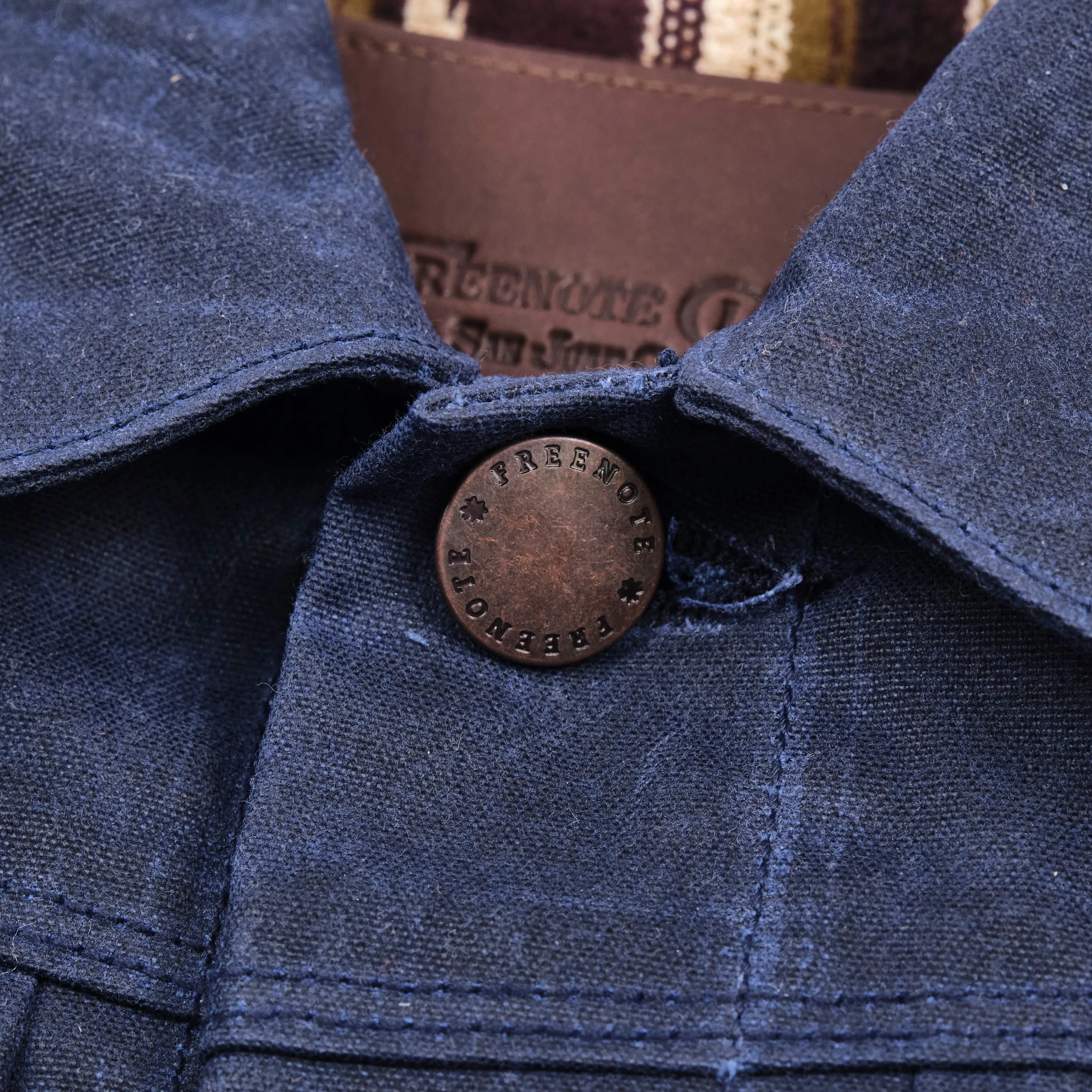 Riders Jacket Waxed Canvas Navy Purple Interior sold by Freenote Cloth product image thumbnail 3