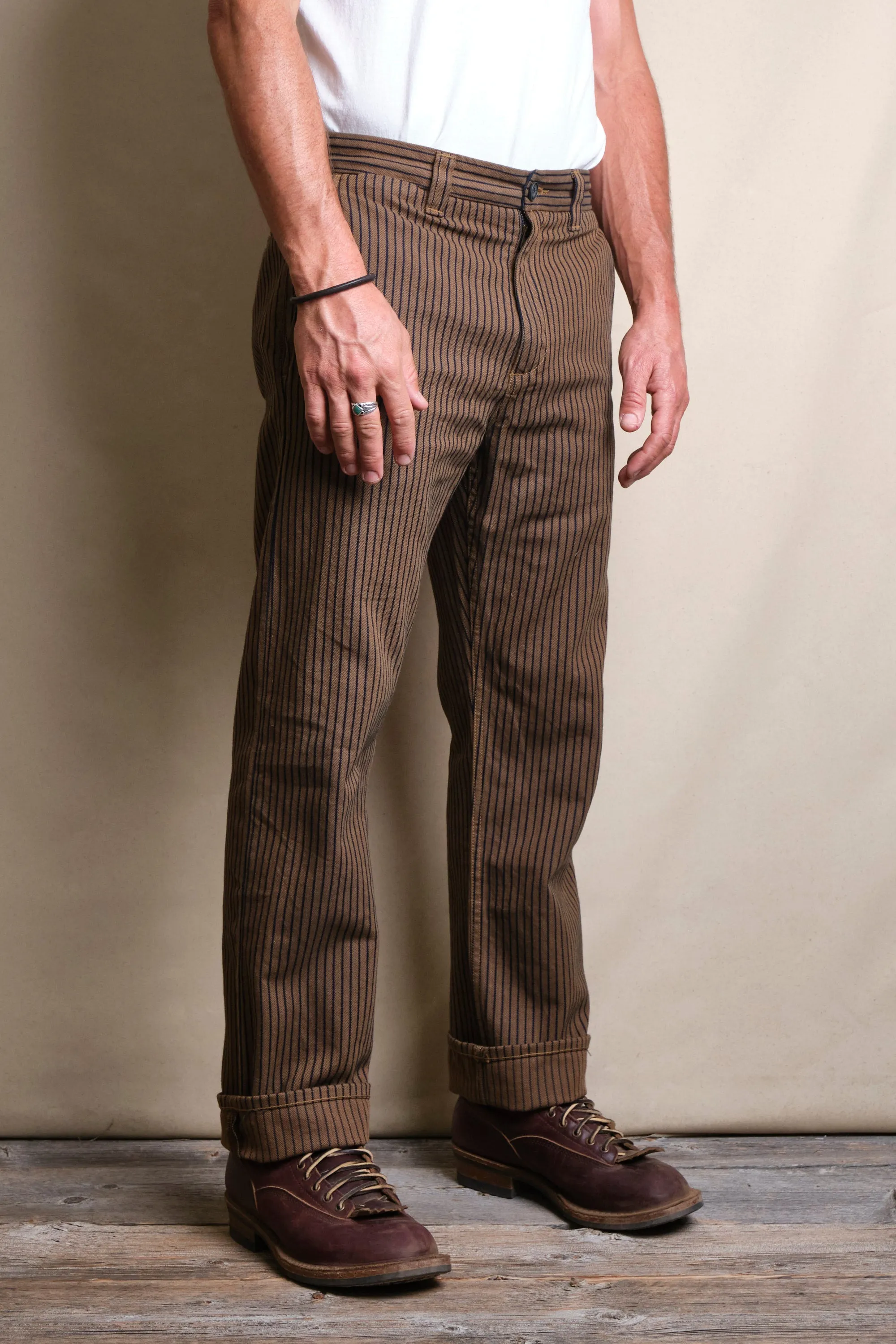 Deck Pant Brown Herringbone Dobby sold by Freenote Cloth product image thumbnail 3