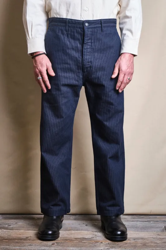 Western Pant Indigo Herringbone Dobby sold by Freenote Cloth