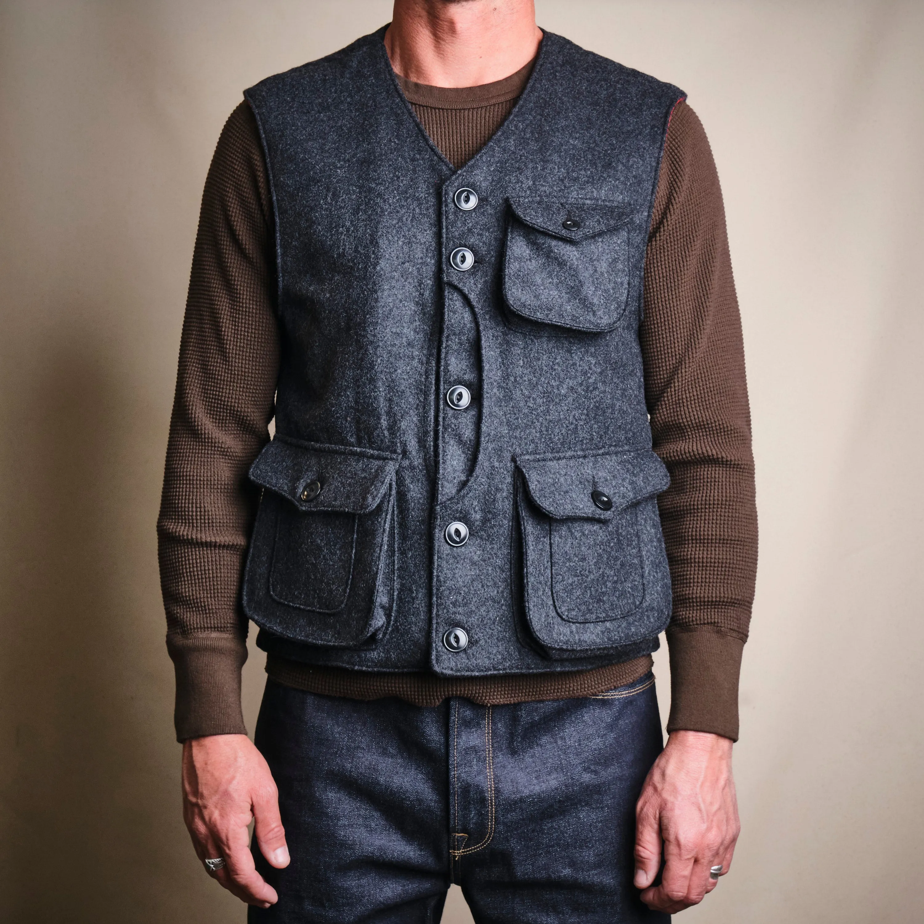 Keynot Black Wool Hunting Vest sold by Freenote Cloth product image thumbnail 2