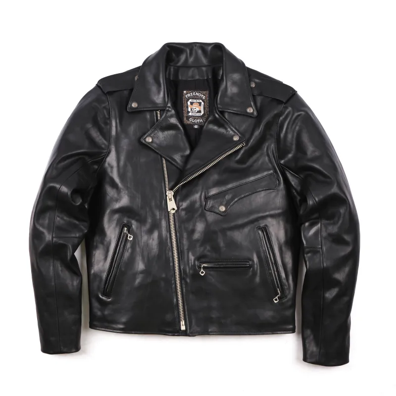Mooch Moto Jacket Black Bull Leather made by Freenote Cloth