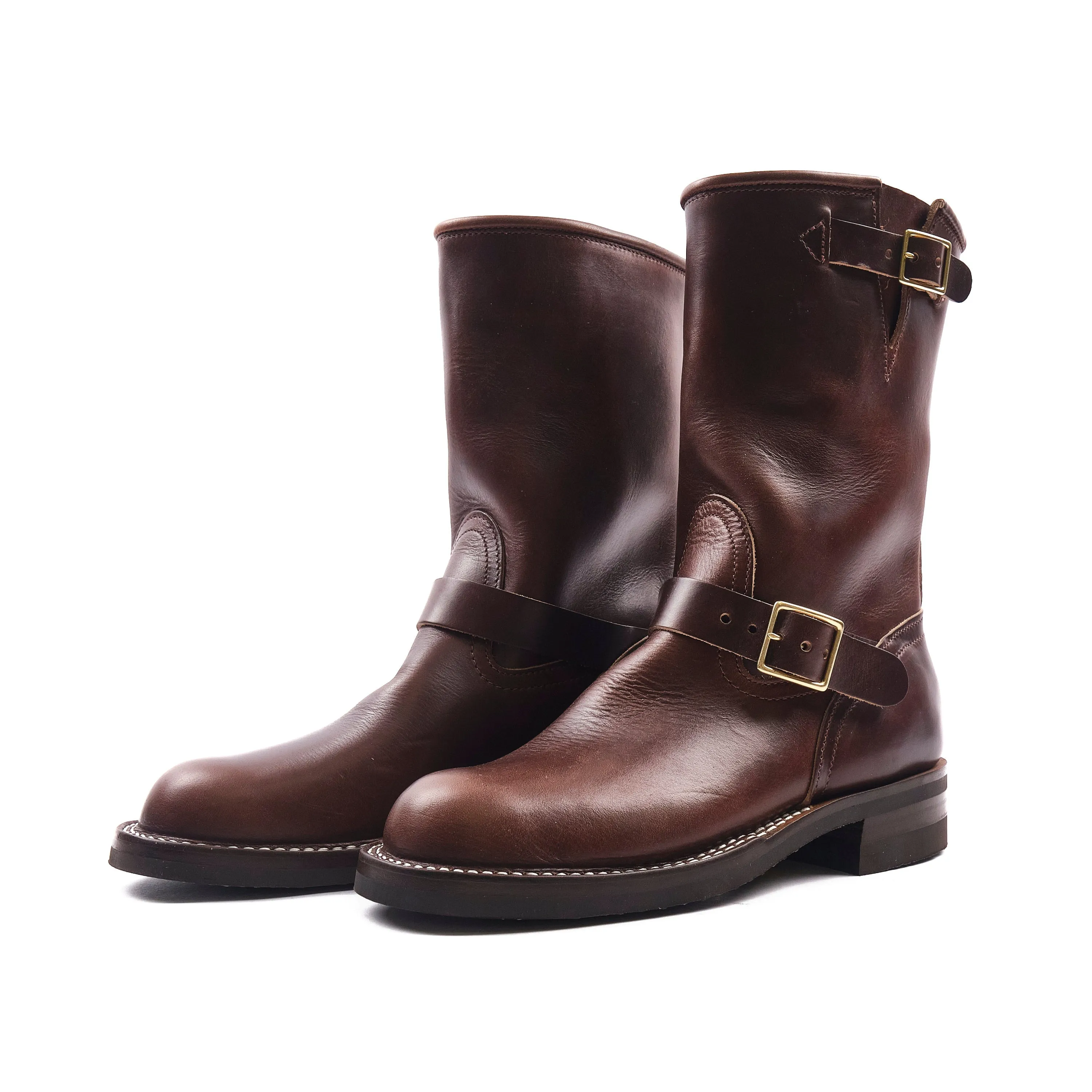 NICKS BOOTS - THE BRAKEMAN ENGINEER - HORWEEN BROWN CHROMEXCEL sold by Freenote Cloth
