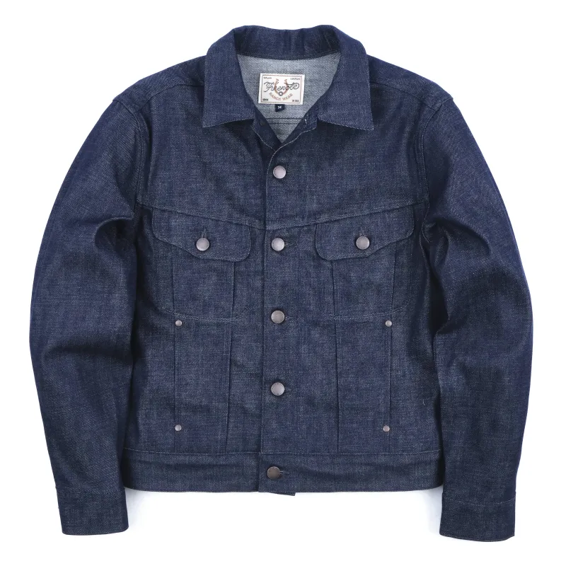 High Low 11 Ounce Memphis Blue Denim Jacket made by Freenote Cloth
